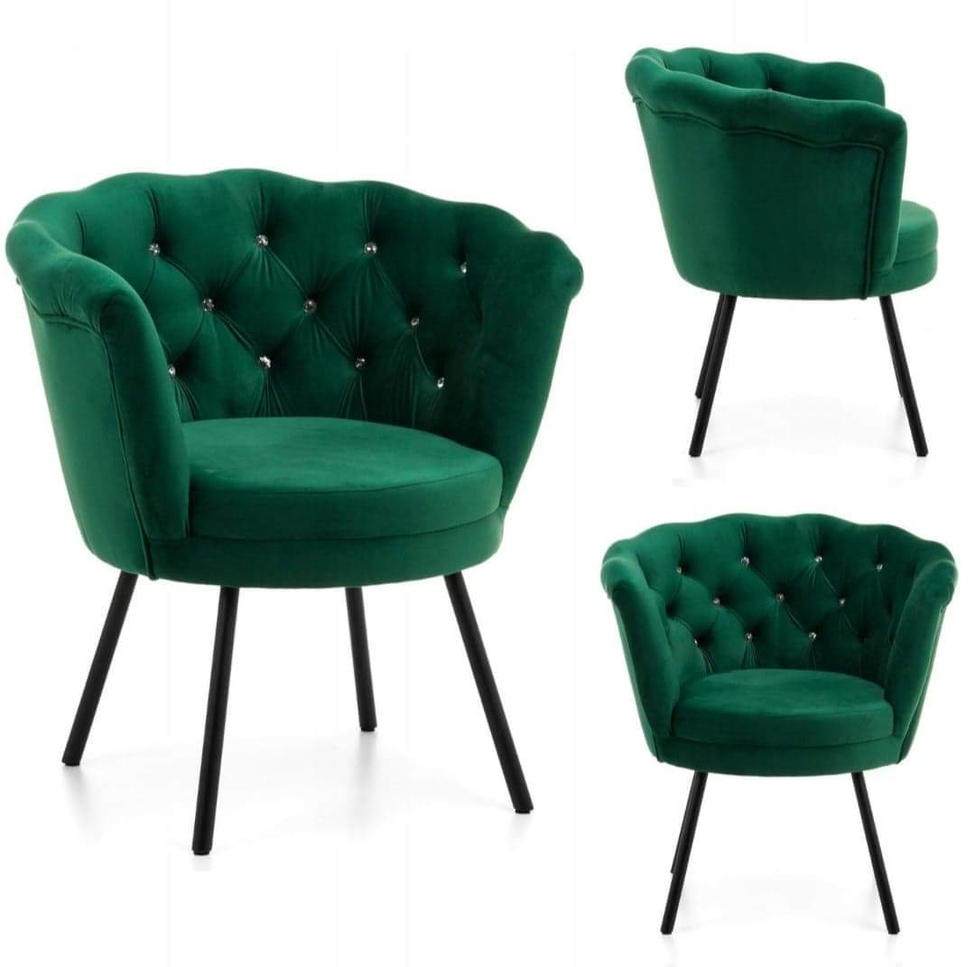 Fotel Muszelka GLAMUR BUTELKOWA ZIELEŃ - obrazek 5