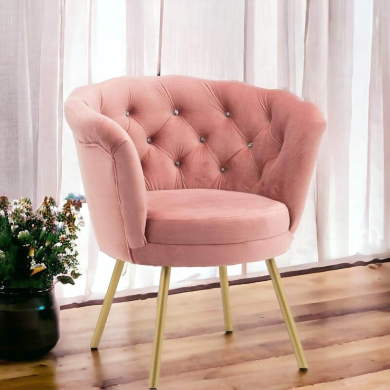 Fotel Muszelka GLAMUR BRUDNY RÓŻ