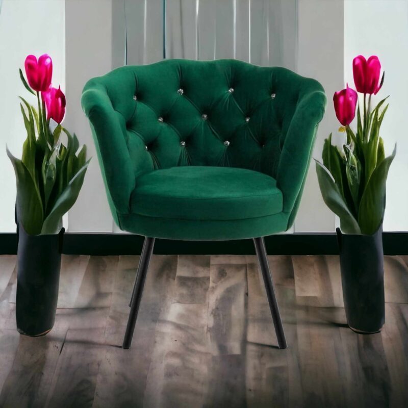 Fotel Muszelka GLAMUR BUTELKOWA ZIELEŃ