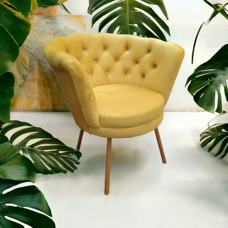 Fotel Muszelka Glamour Kanarkowy