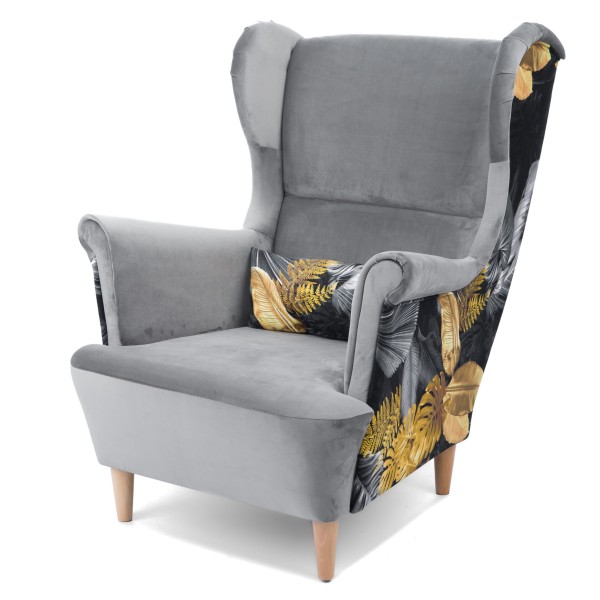 Fotel Uszak Monstera - Jasny Popiel - obrazek 3