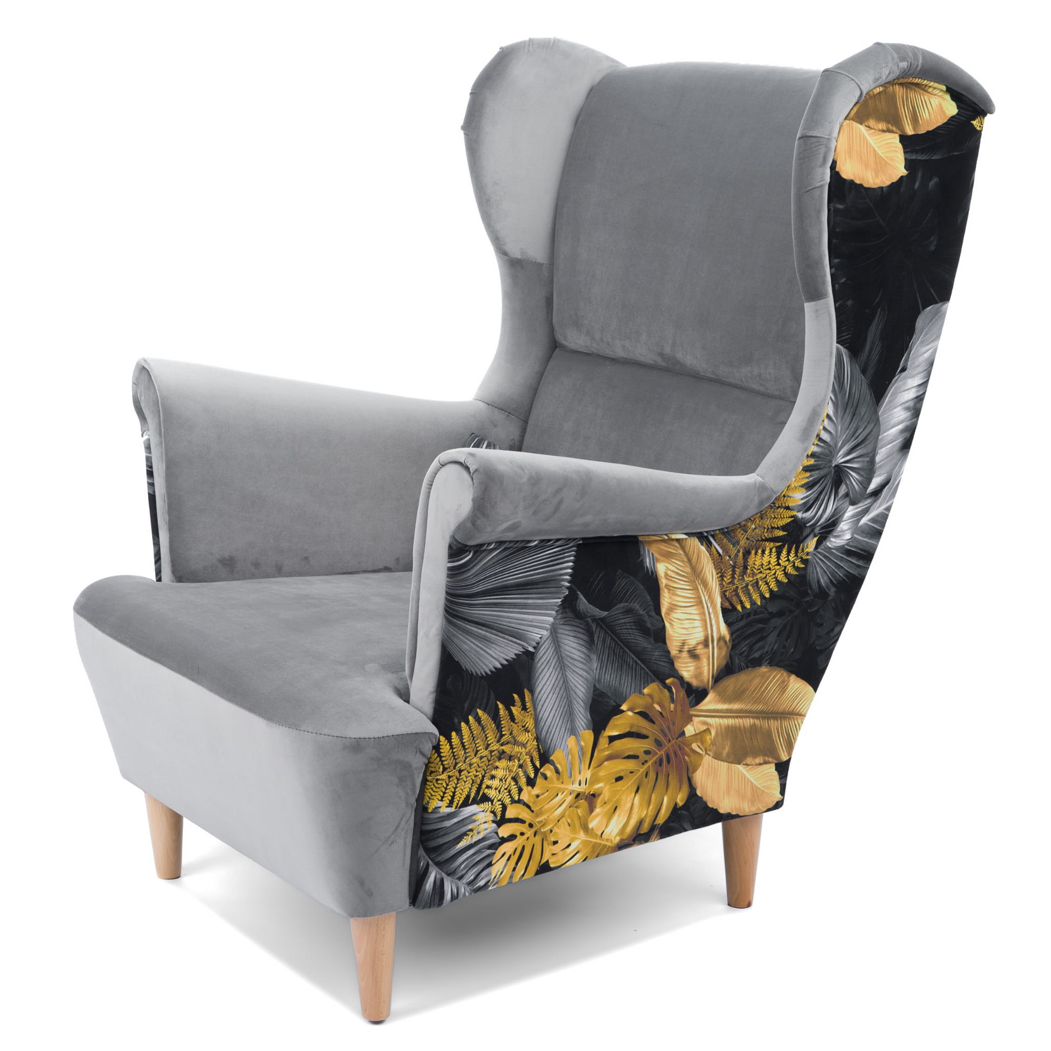 Fotel Uszak Monstera - Jasny Popiel - obrazek 2