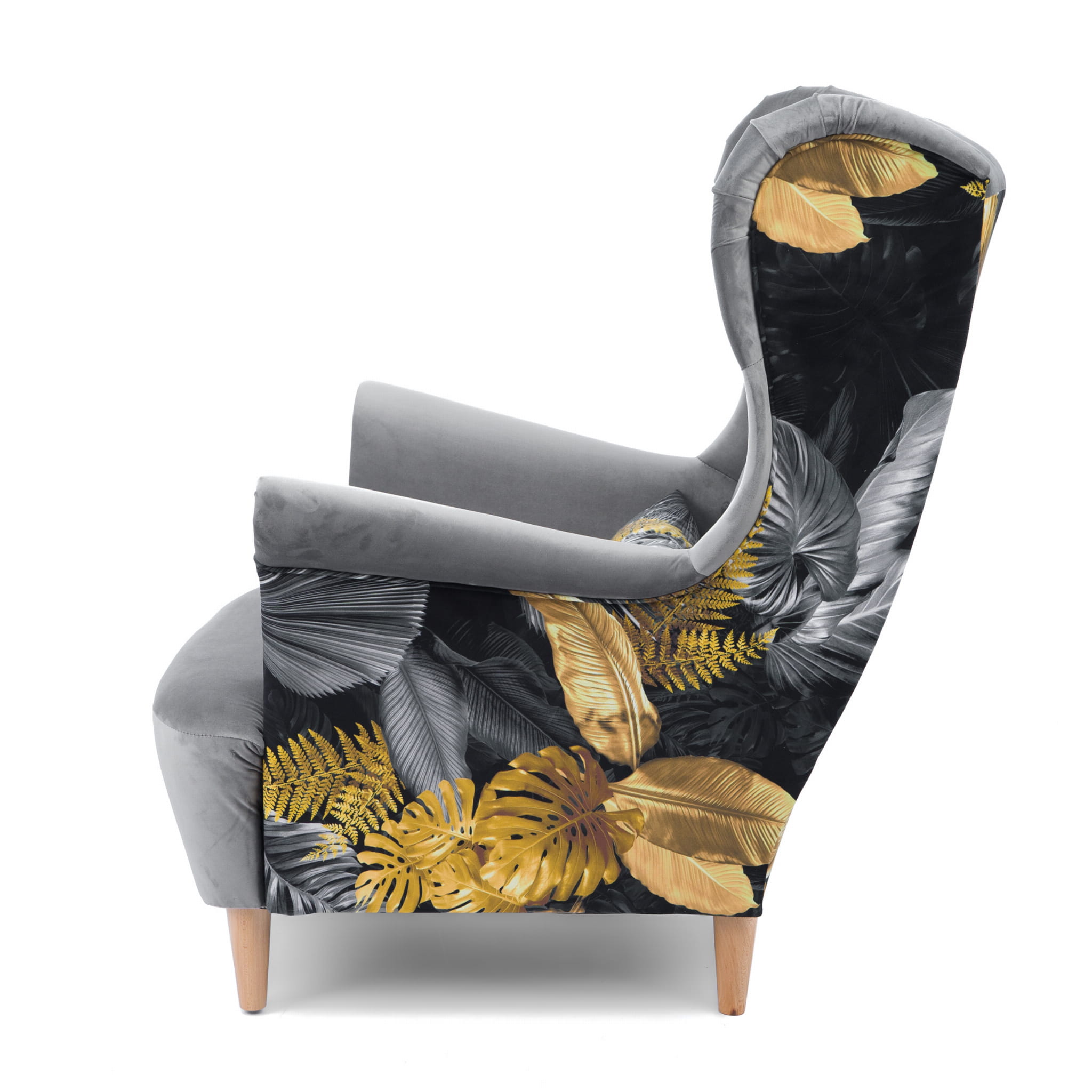 Fotel Uszak Monstera - Jasny Popiel - obrazek 4