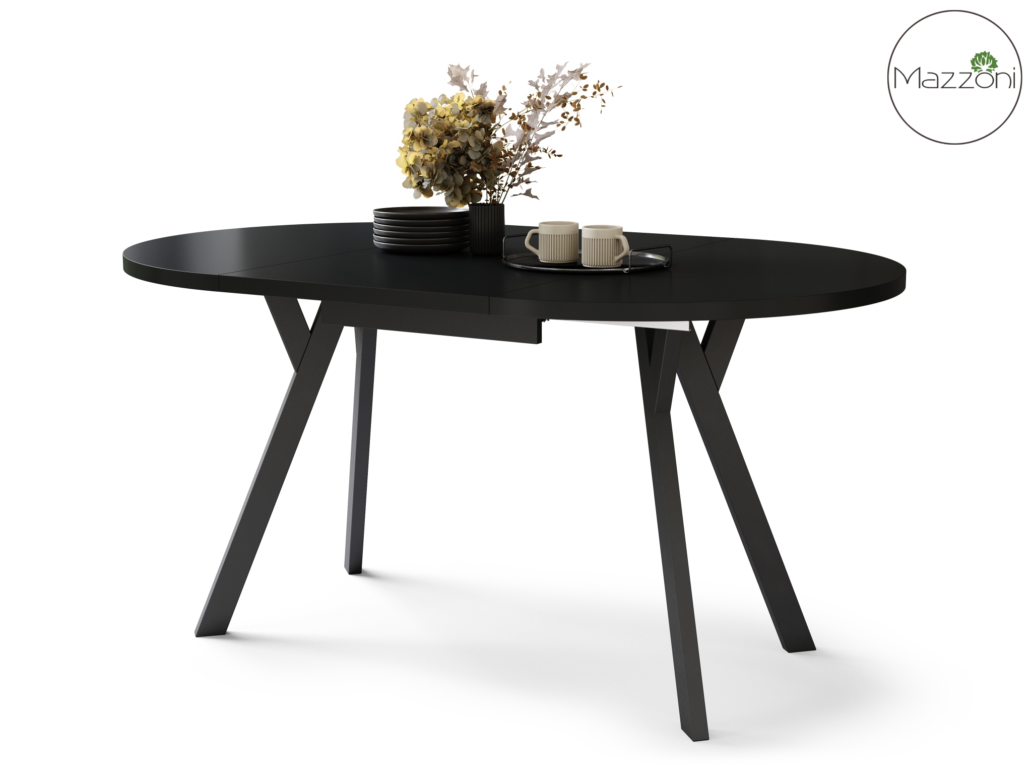 ALDO Czarny – Okrągły stół rozkładany z nogami typu „Y” | Styl loftowy / industrialny - obrazek 6