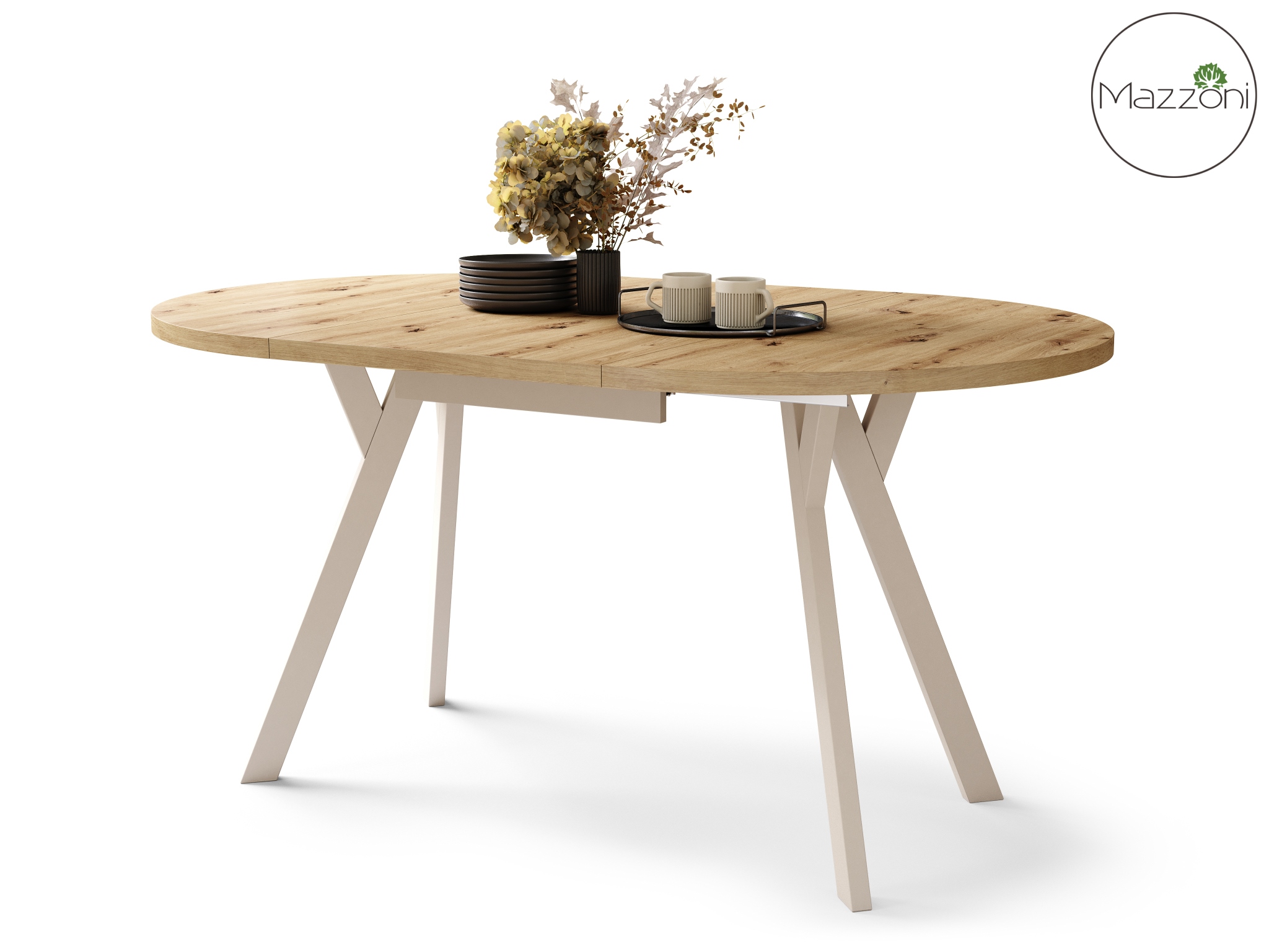 ALDO Dab_Artisan-nogi_bezowe Okrągły stół rozkładany z nogami typu „Y” | Styl loftowy / industrialny - obrazek 6