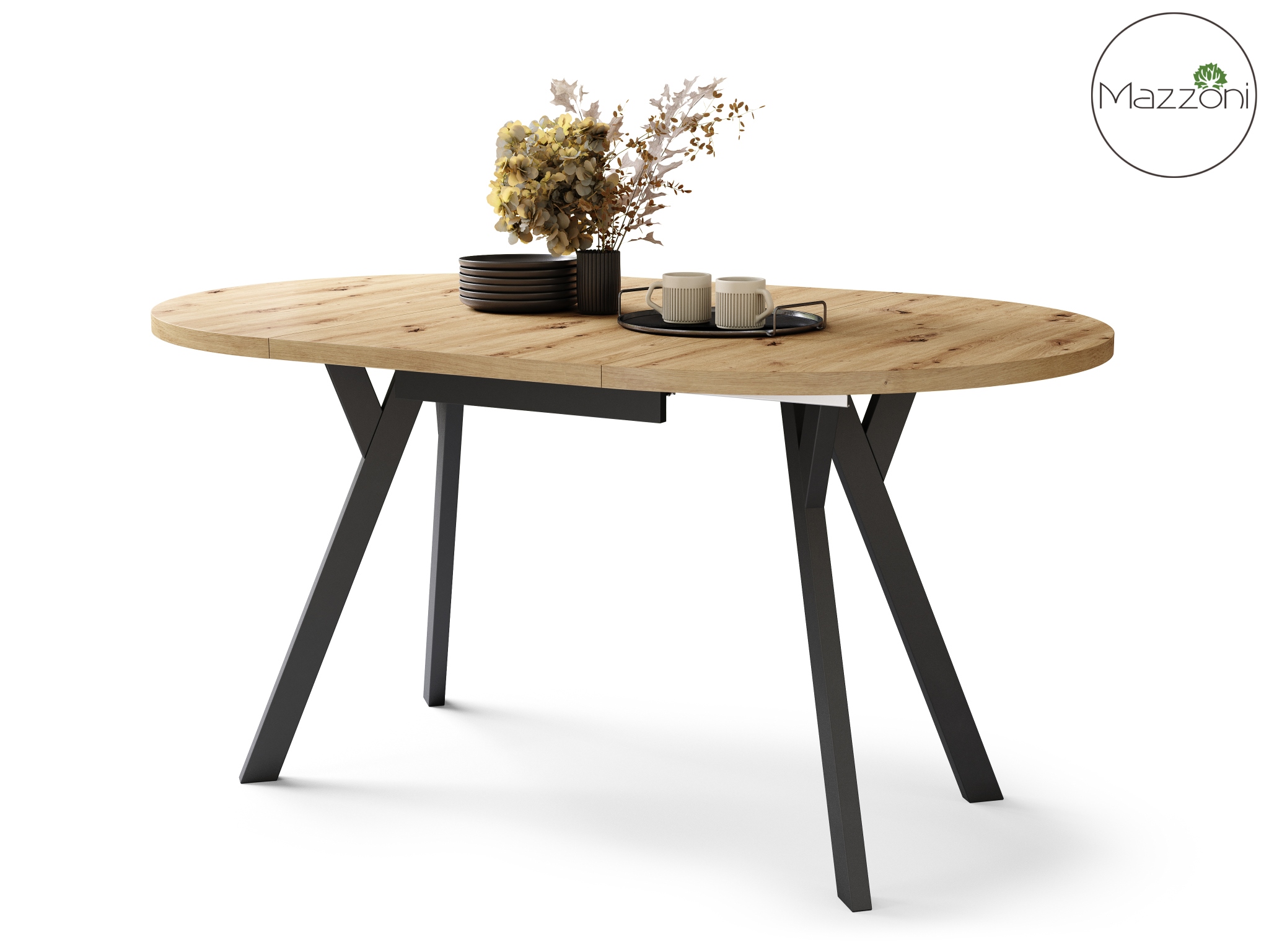 ALDO Dab_Artisan-nogi_czarne Okrągły stół rozkładany z nogami typu „Y” | Styl loftowy / industrialny - obrazek 7