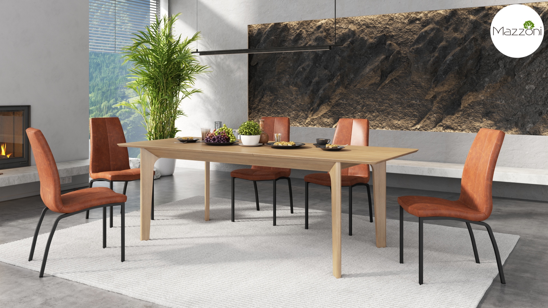 Stół BARI Dąb Naturalny 180x90 cm – Rozkładany Japandi / Skandynawski - obrazek 2