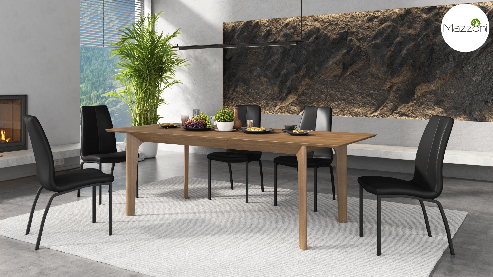 Stół BARI Dąb Orzech ( Karmelowy )180x90 cm – Rozkładany Japandi / Skandynawski - obrazek 2