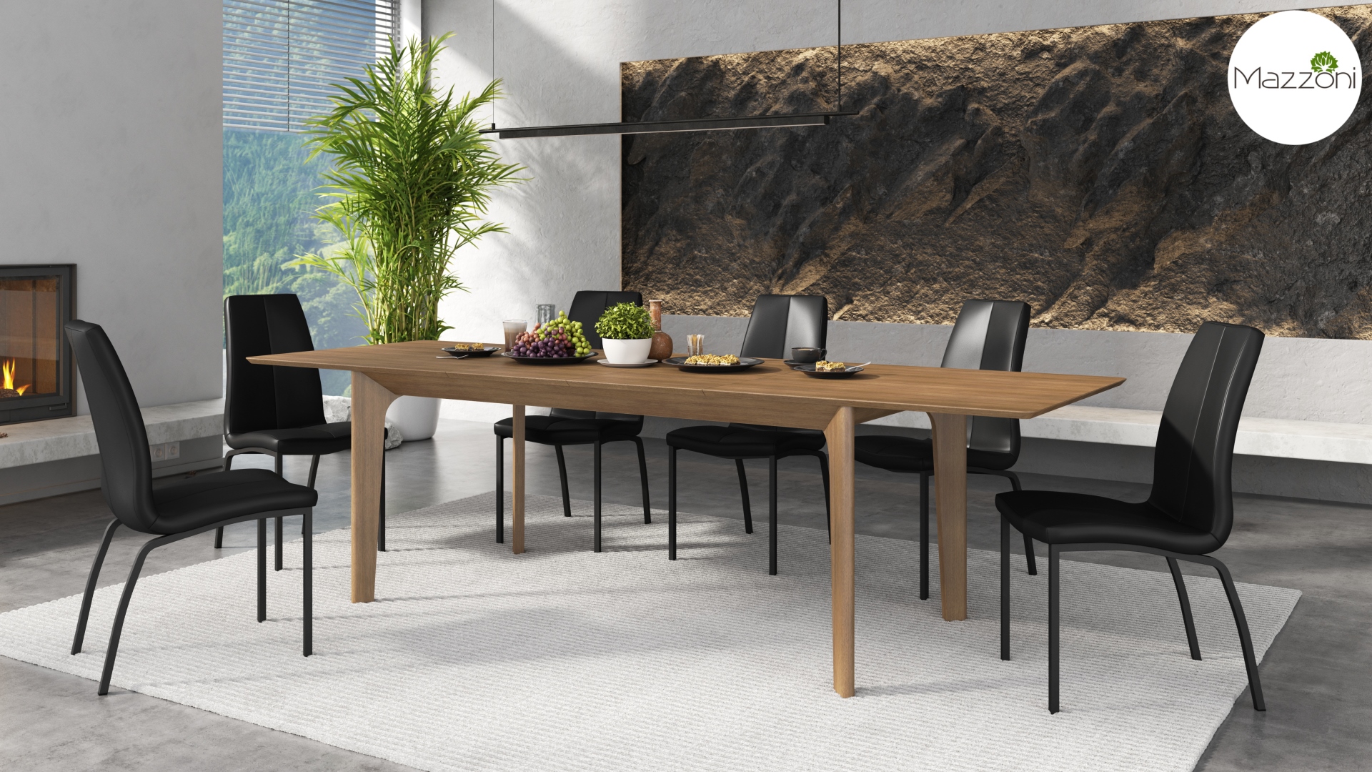 Stół BARI Dąb Orzech ( Karmelowy )180x90 cm – Rozkładany Japandi / Skandynawski - obrazek 3