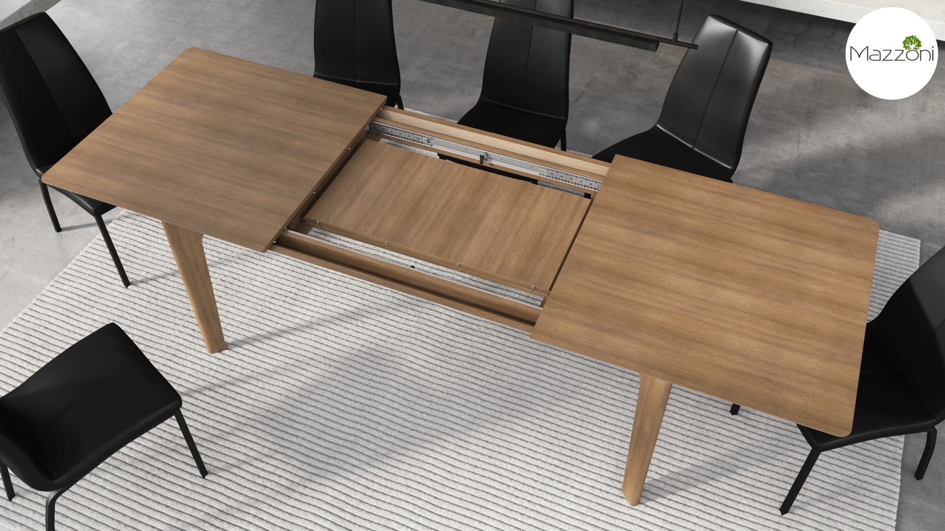 Stół BARI Dąb Orzech ( Karmelowy )180x90 cm – Rozkładany Japandi / Skandynawski - obrazek 4