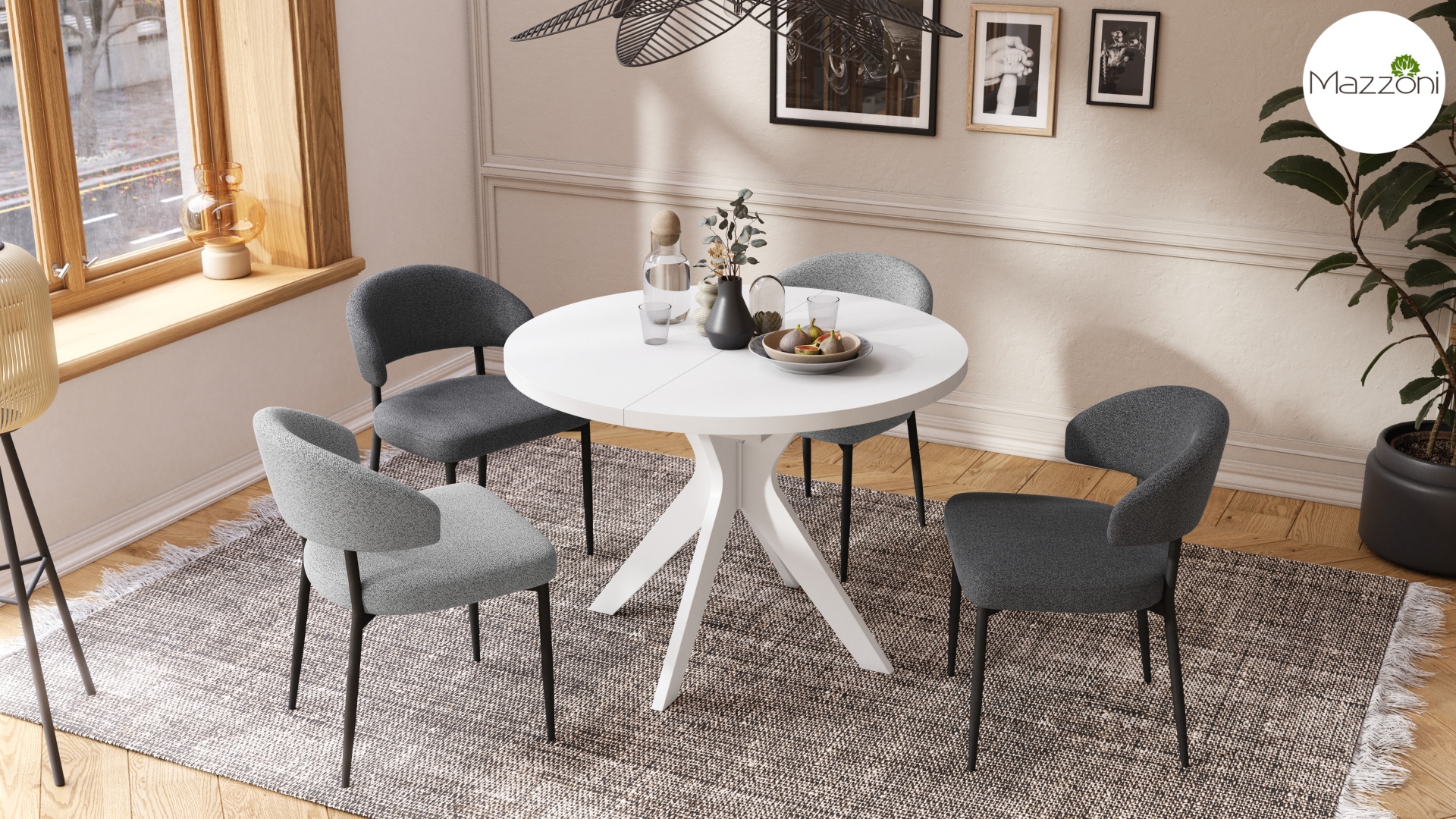 RENZO Biały - OKRĄGŁY STÓŁ Ø110 ROZKŁADANY DO 180 cm | DO KUCHNI JADALNI SALONU RETRO - obrazek 2