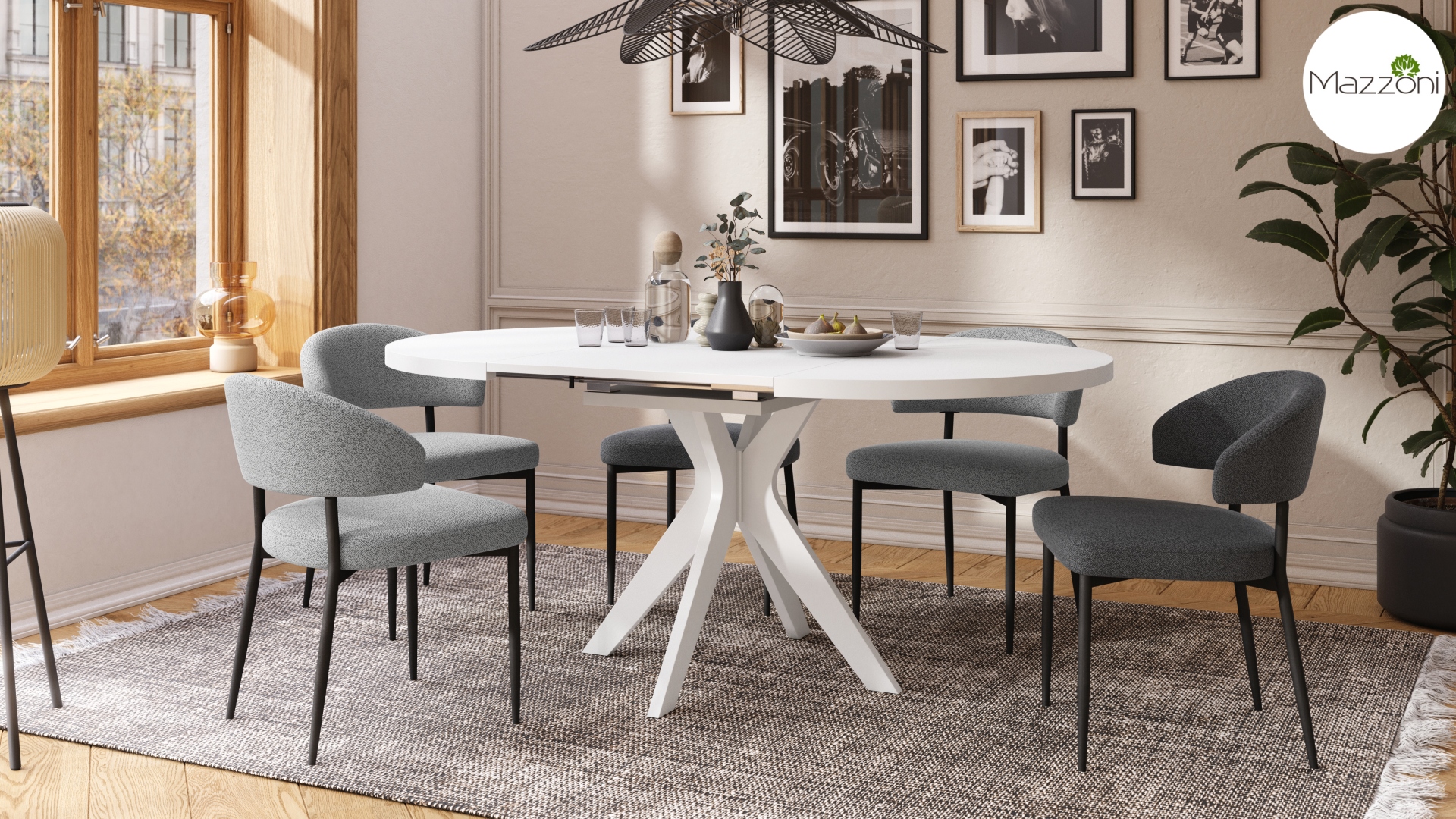 RENZO Biały - OKRĄGŁY STÓŁ Ø110 ROZKŁADANY DO 180 cm | DO KUCHNI JADALNI SALONU RETRO - obrazek 5