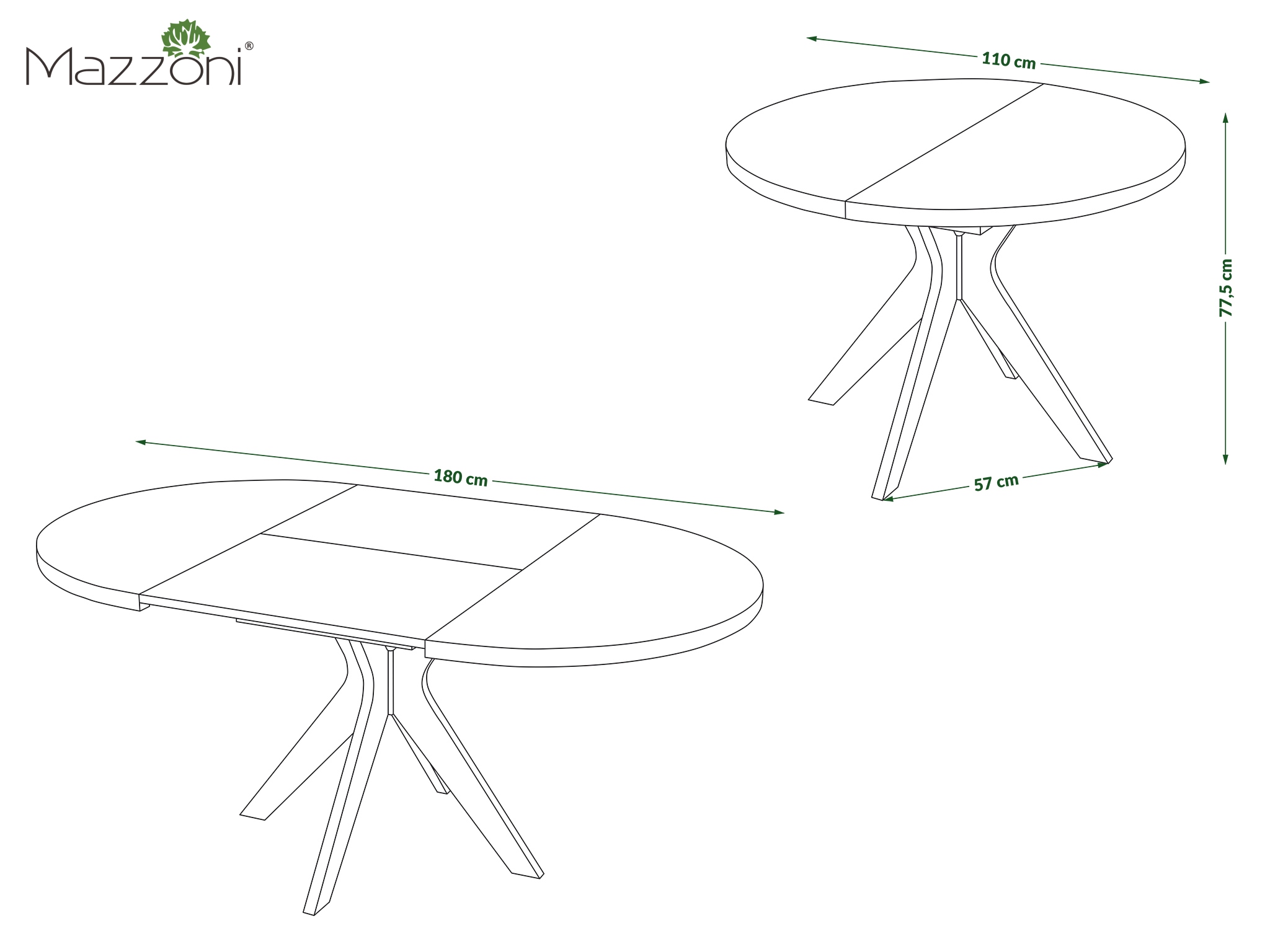 RENZO Biały - OKRĄGŁY STÓŁ Ø110 ROZKŁADANY DO 180 cm | DO KUCHNI JADALNI SALONU RETRO - obrazek 8