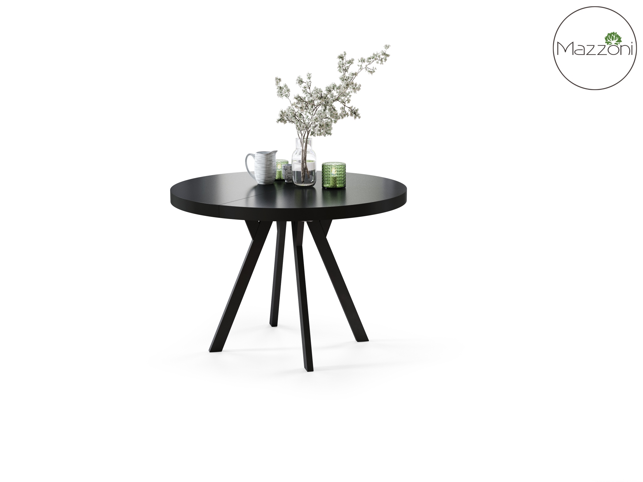 Stół Vito - Czarny / Nogi Czarne Okrągły Stół Rozkładany 110-310 Loftowy - obrazek 8