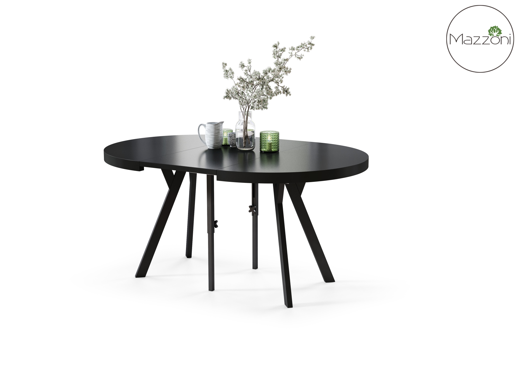 Stół Vito - Czarny / Nogi Czarne Okrągły Stół Rozkładany 110-310 Loftowy - obrazek 9