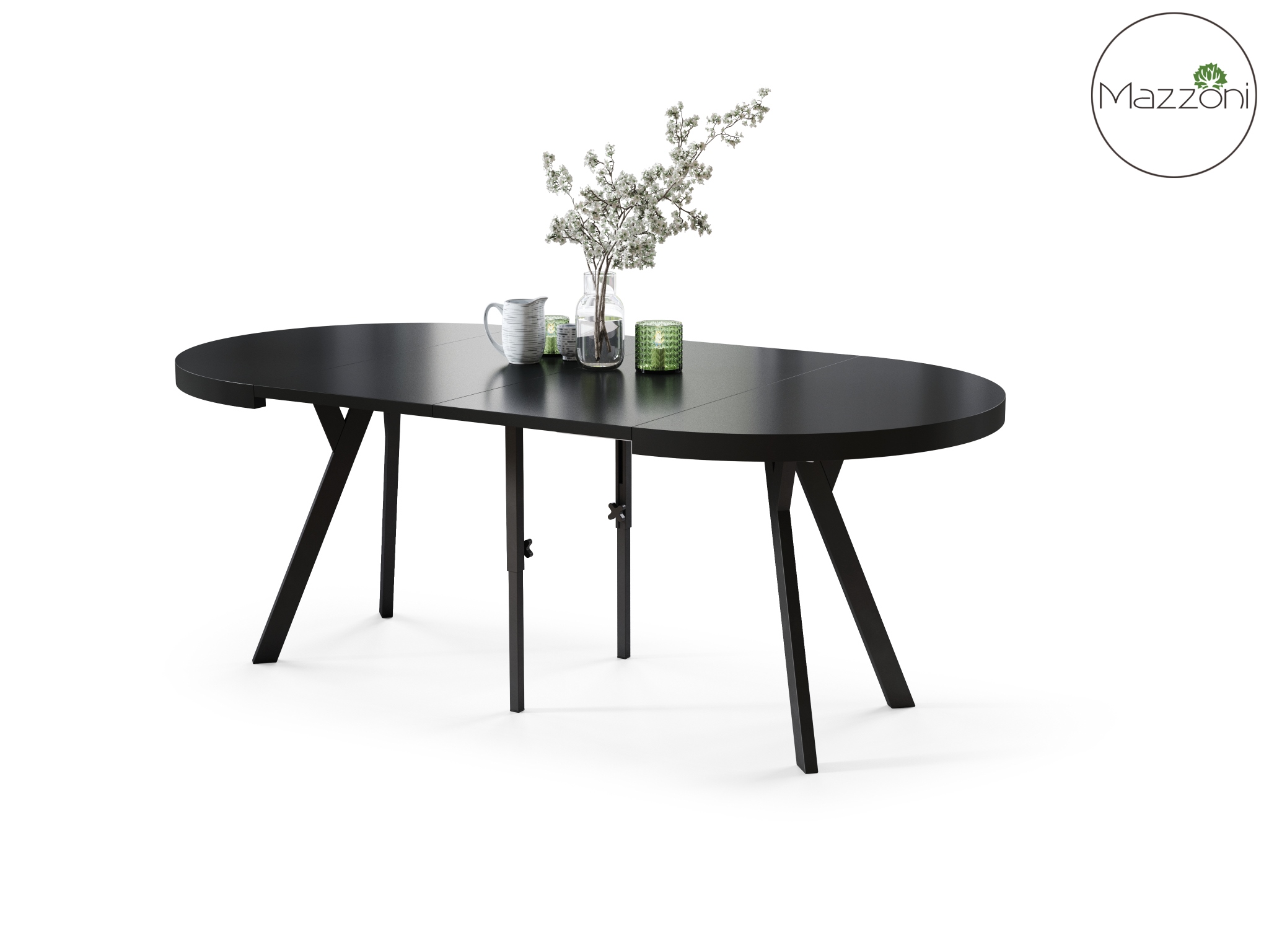Stół Vito - Czarny / Nogi Czarne Okrągły Stół Rozkładany 110-310 Loftowy - obrazek 10