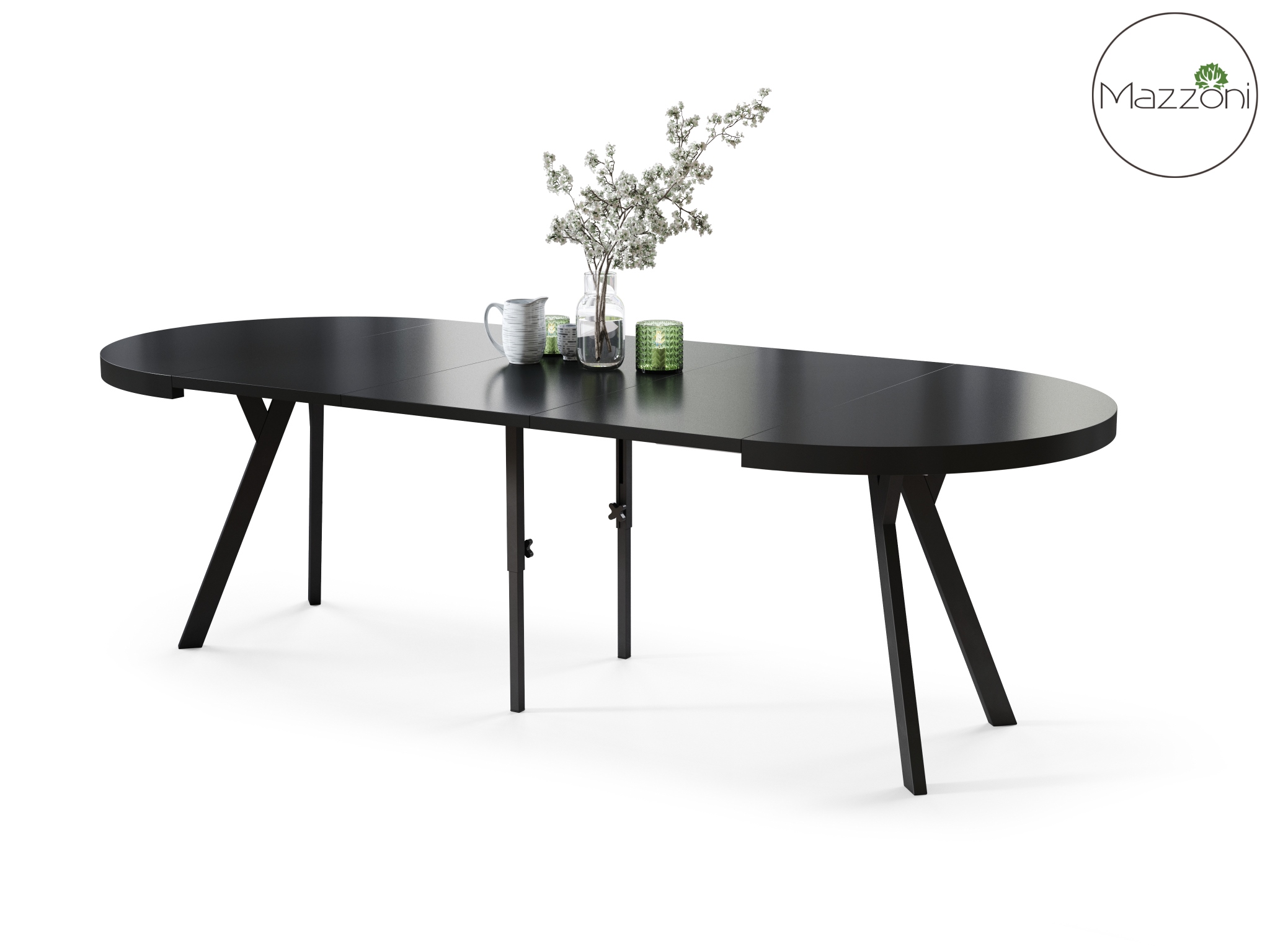 Stół Vito - Czarny / Nogi Czarne Okrągły Stół Rozkładany 110-310 Loftowy - obrazek 11