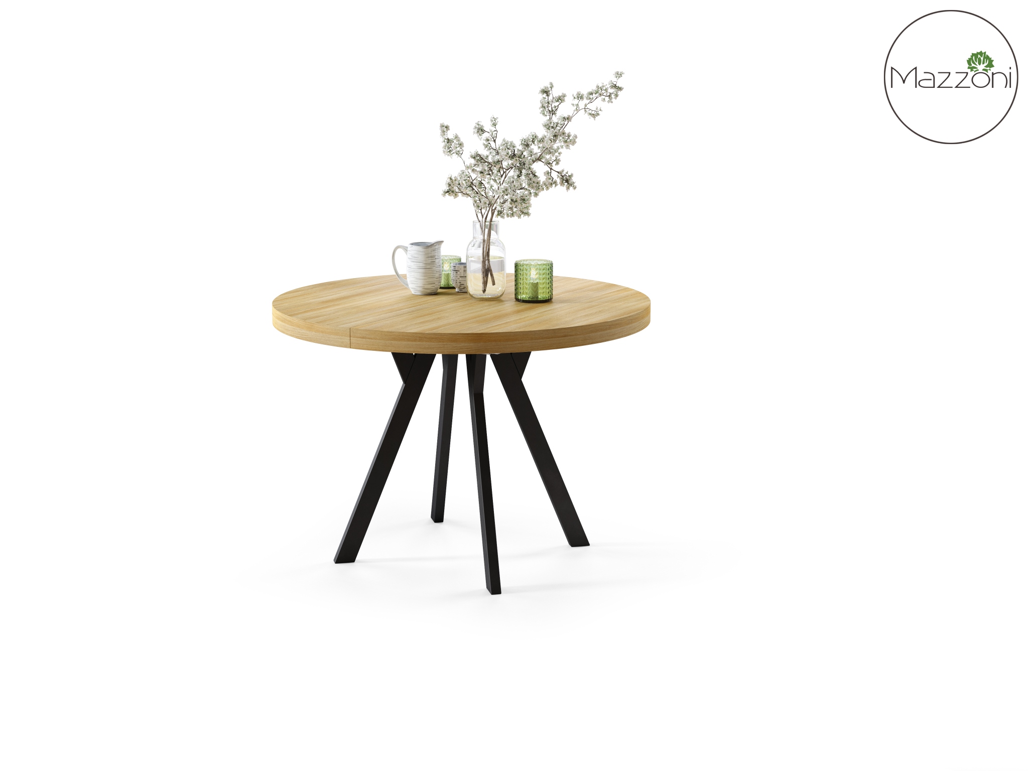 Stół Vito - Dąb Artisan / Nogi Czarne Okrągły Stół Rozkładany 110-310 Loftowy - obrazek 8