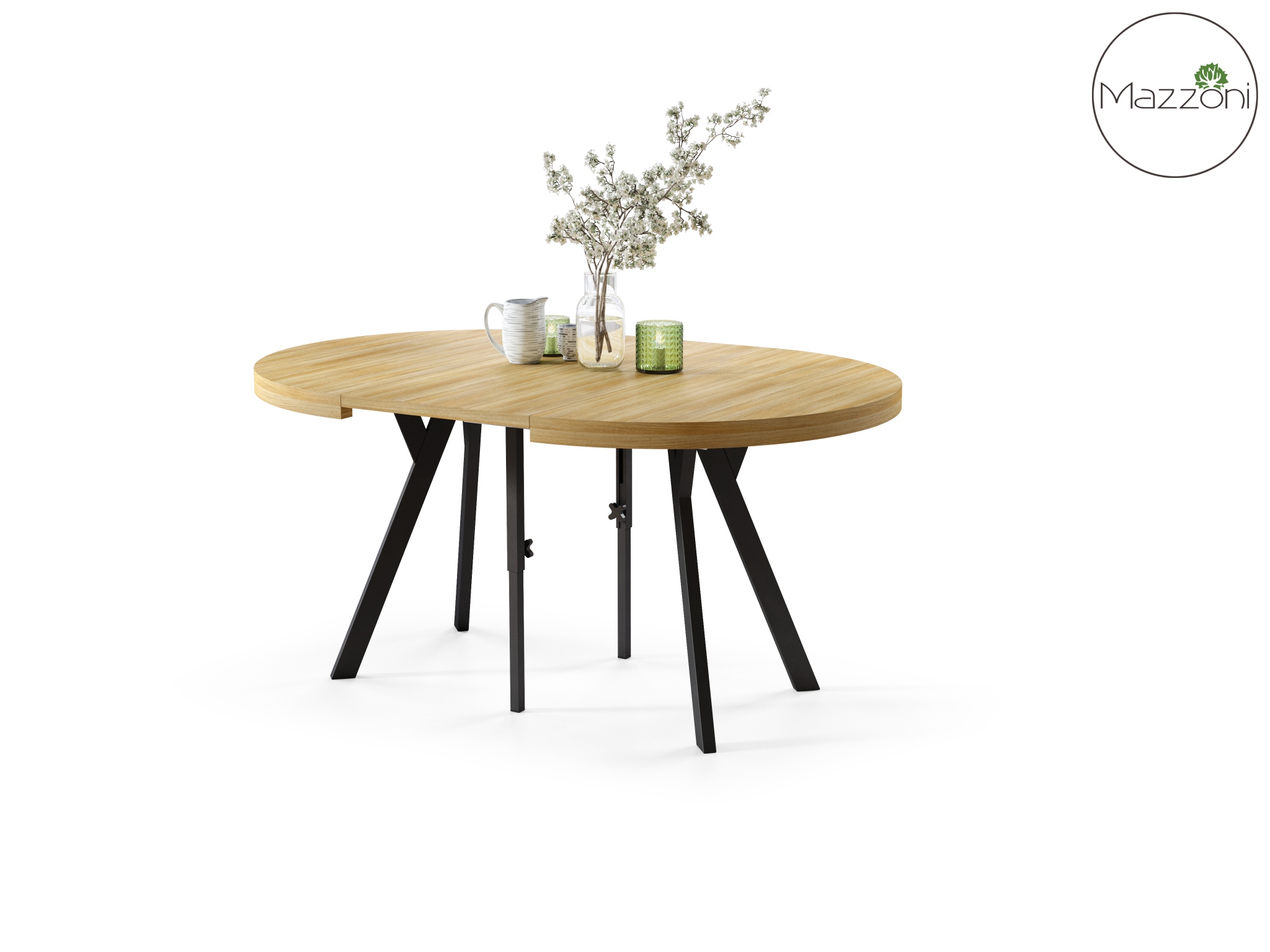 Stół Vito - Dąb Artisan / Nogi Czarne Okrągły Stół Rozkładany 110-310 Loftowy - obrazek 9