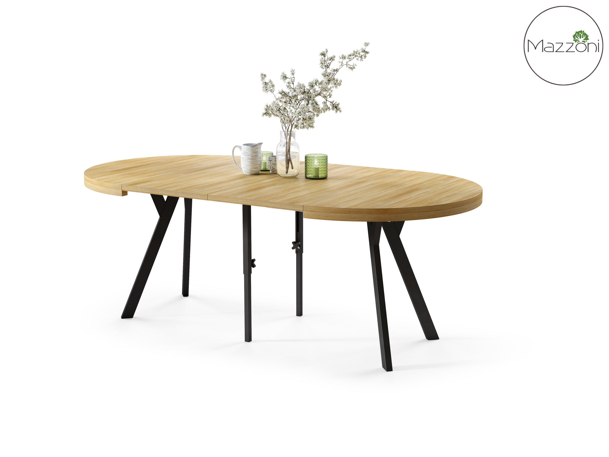 Stół Vito - Dąb Artisan / Nogi Czarne Okrągły Stół Rozkładany 110-310 Loftowy - obrazek 10