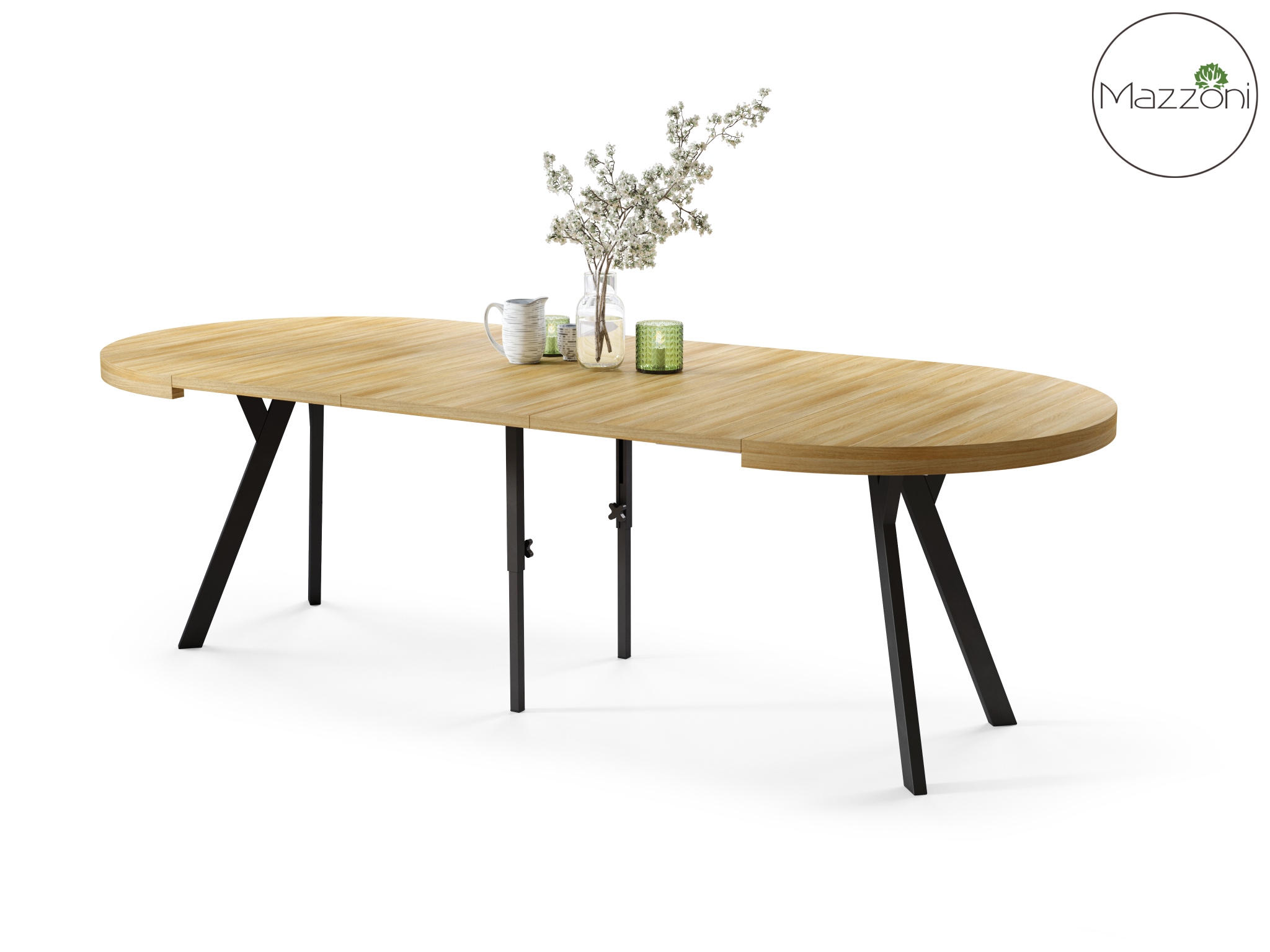 Stół Vito - Dąb Artisan / Nogi Czarne Okrągły Stół Rozkładany 110-310 Loftowy - obrazek 11