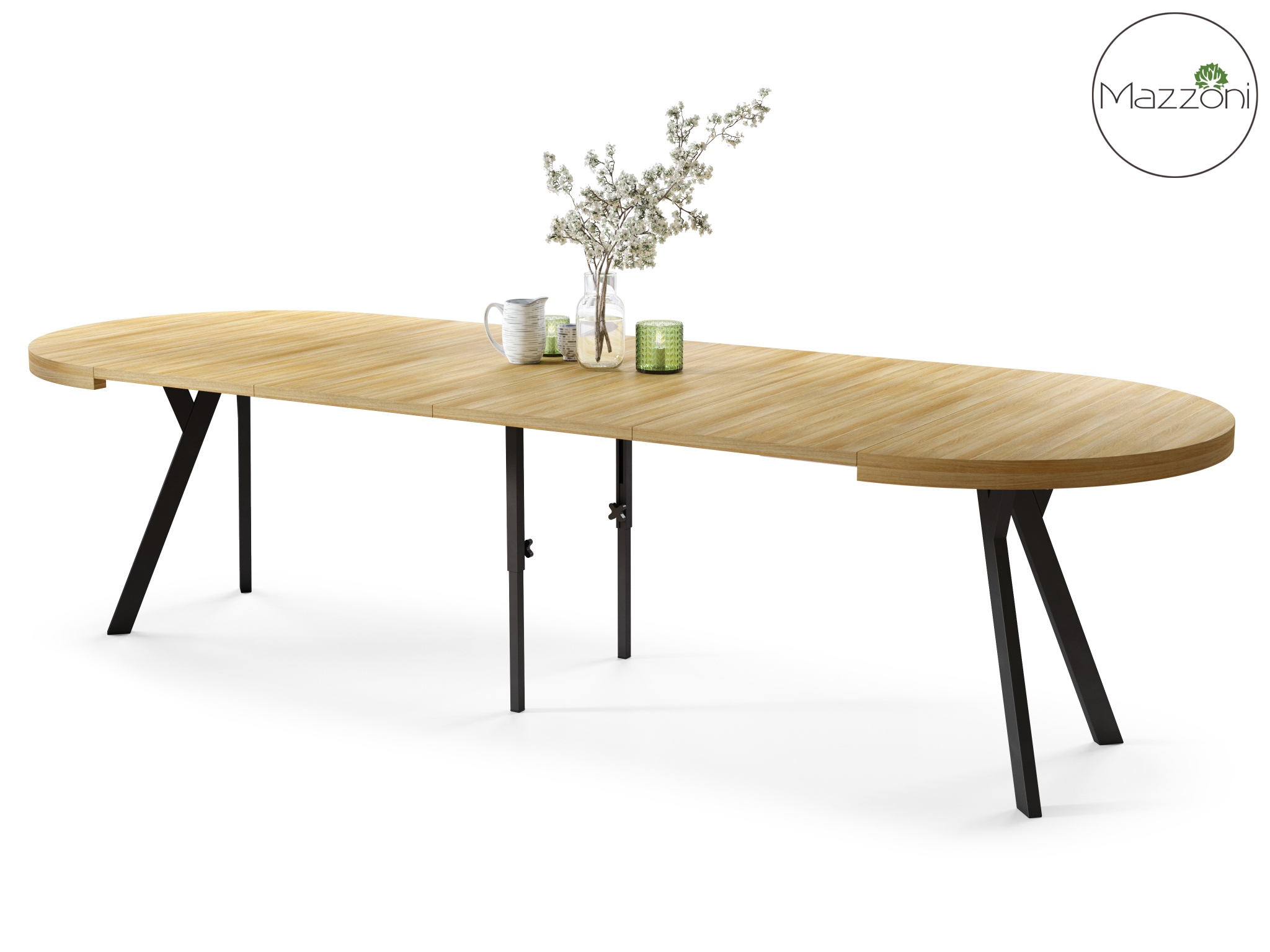 Stół Vito - Dąb Artisan / Nogi Czarne Okrągły Stół Rozkładany 110-310 Loftowy - obrazek 12