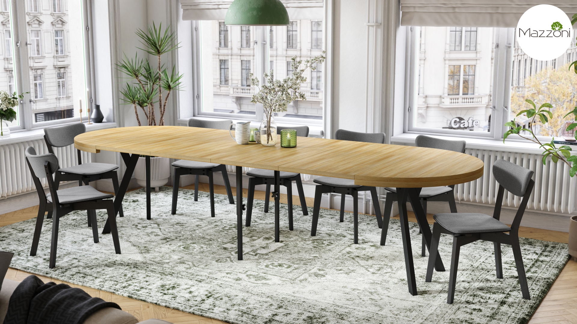 Stół Vito - Dąb Artisan / Nogi Czarne Okrągły Stół Rozkładany 110-310 Loftowy - obrazek 5