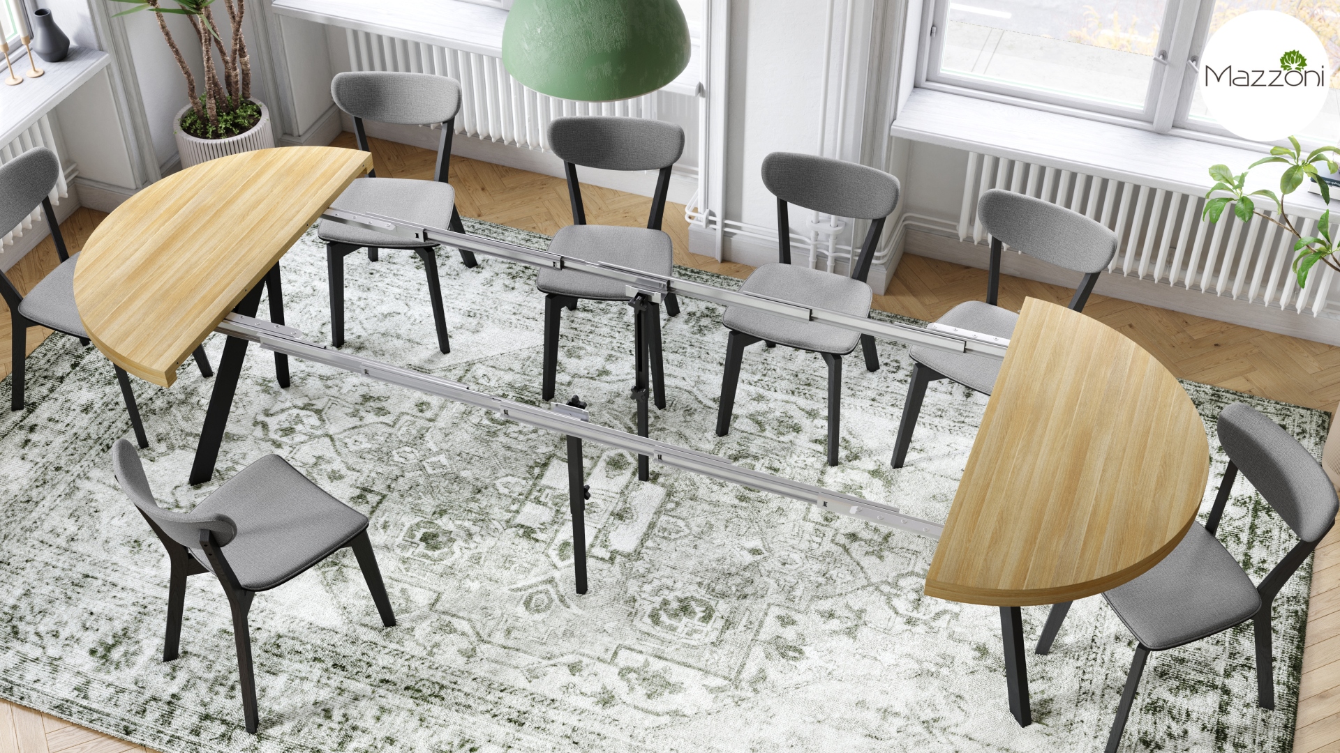 Stół Vito - Dąb Artisan / Nogi Czarne Okrągły Stół Rozkładany 110-310 Loftowy - obrazek 6