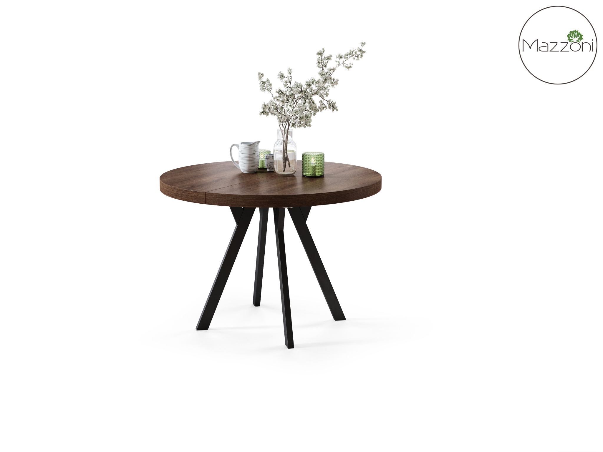 Stół Vito - Dąb Brązowy / Nogi Czarne Okrągły Stół Rozkładany 110-310 Loftowy - obrazek 8