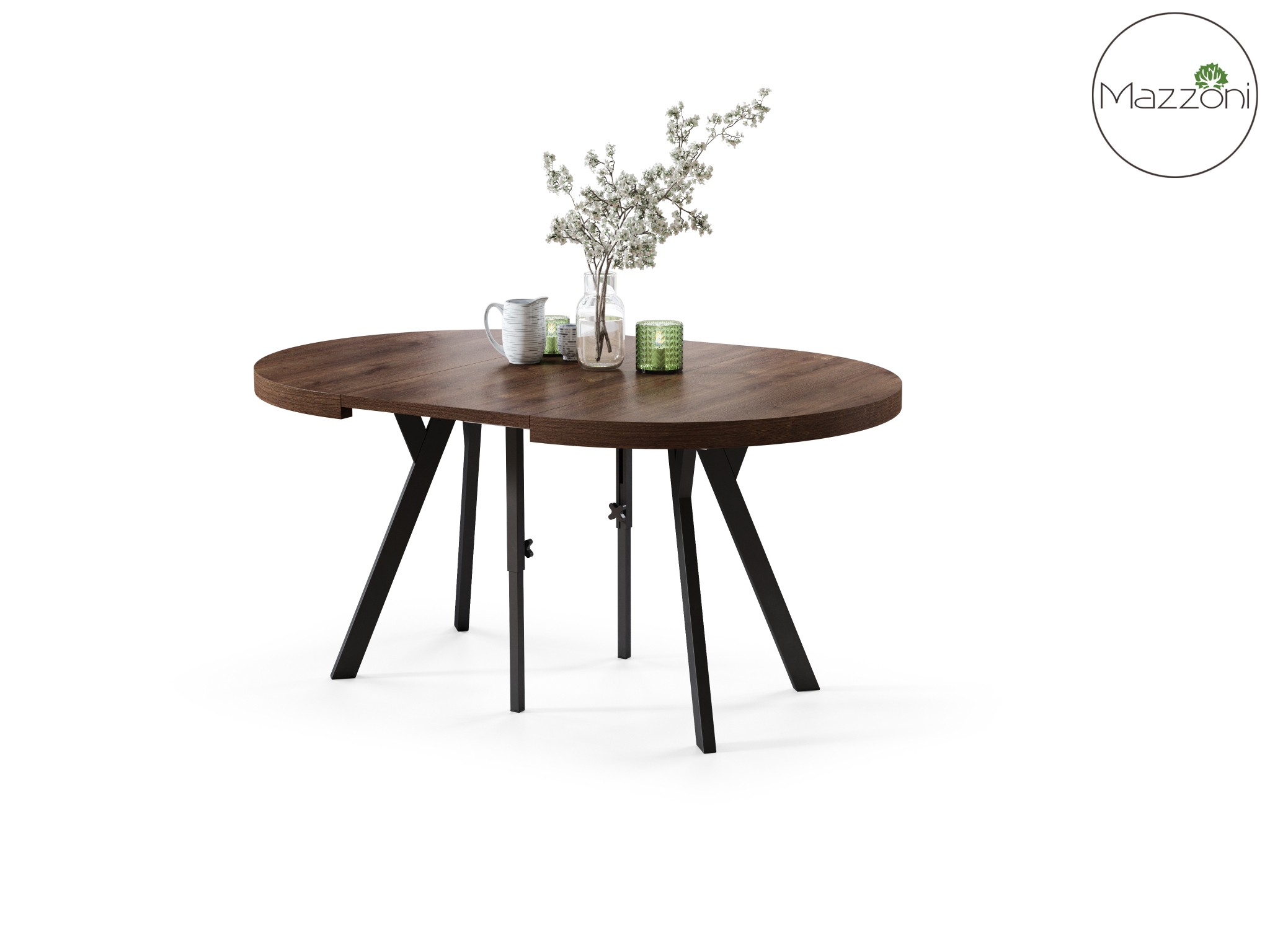 Stół Vito - Dąb Brązowy / Nogi Czarne Okrągły Stół Rozkładany 110-310 Loftowy - obrazek 9