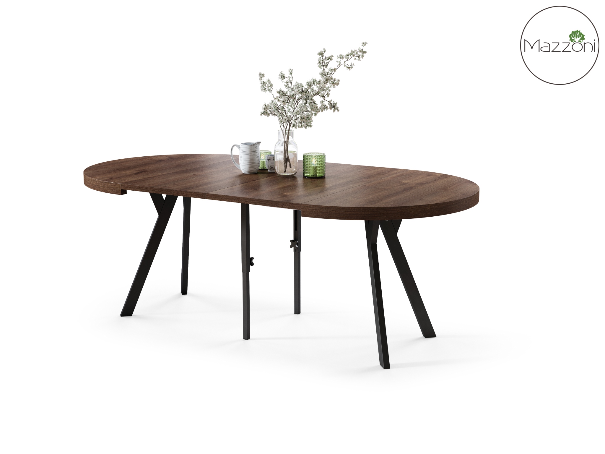 Stół Vito - Dąb Brązowy / Nogi Czarne Okrągły Stół Rozkładany 110-310 Loftowy - obrazek 10