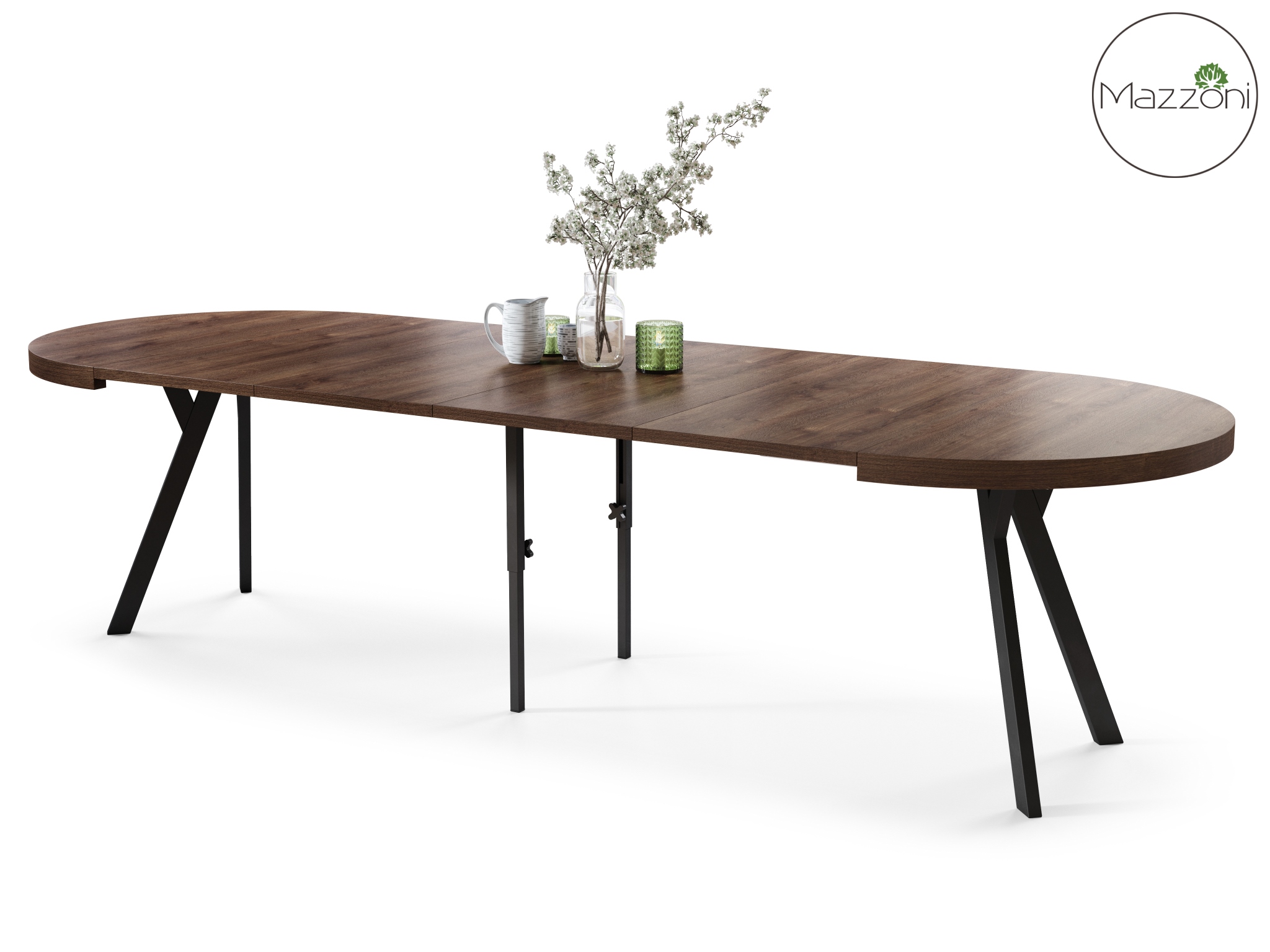 Stół Vito - Dąb Brązowy / Nogi Czarne Okrągły Stół Rozkładany 110-310 Loftowy - obrazek 12