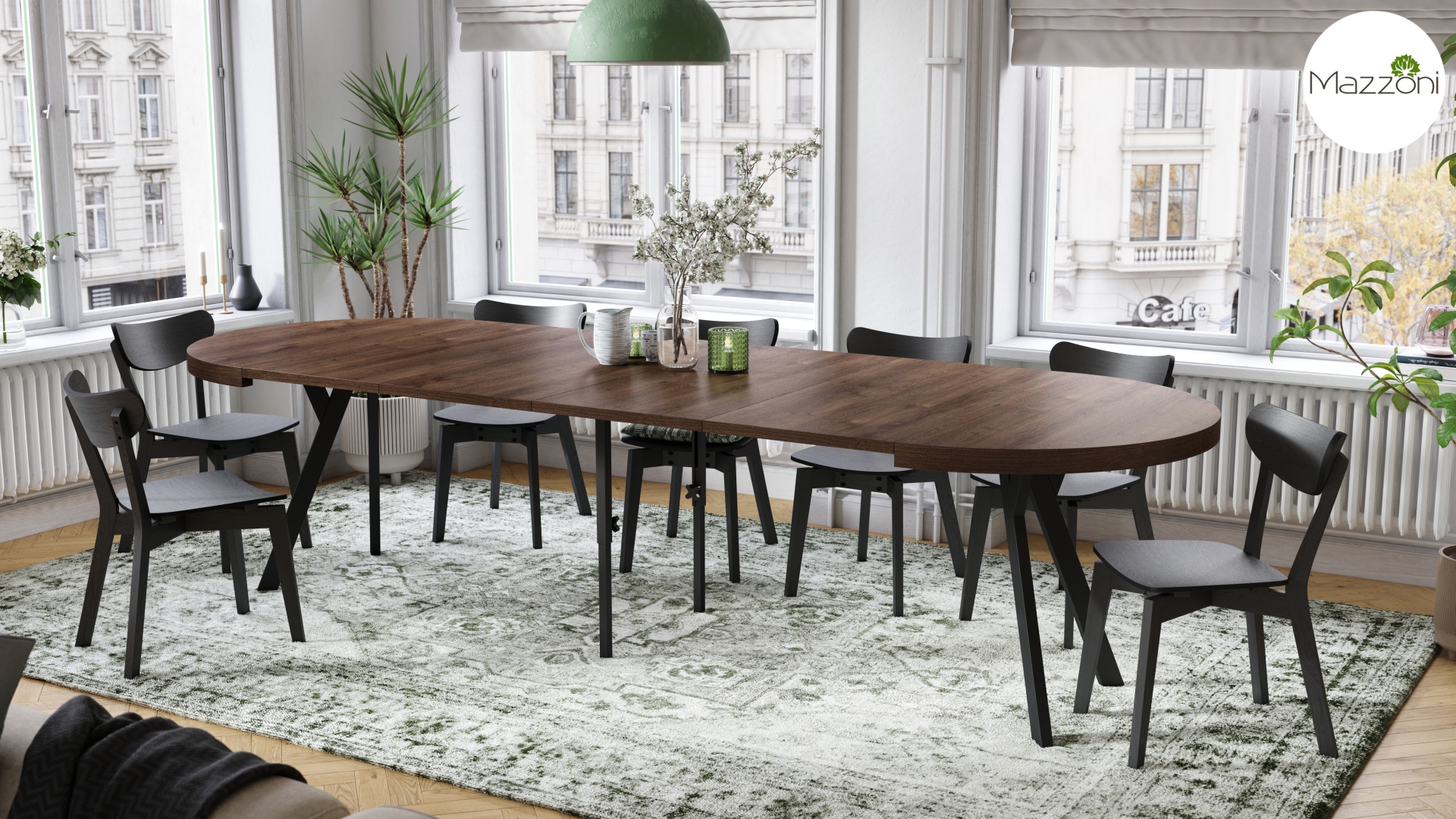 Stół Vito - Dąb Brązowy / Nogi Czarne Okrągły Stół Rozkładany 110-310 Loftowy - obrazek 5