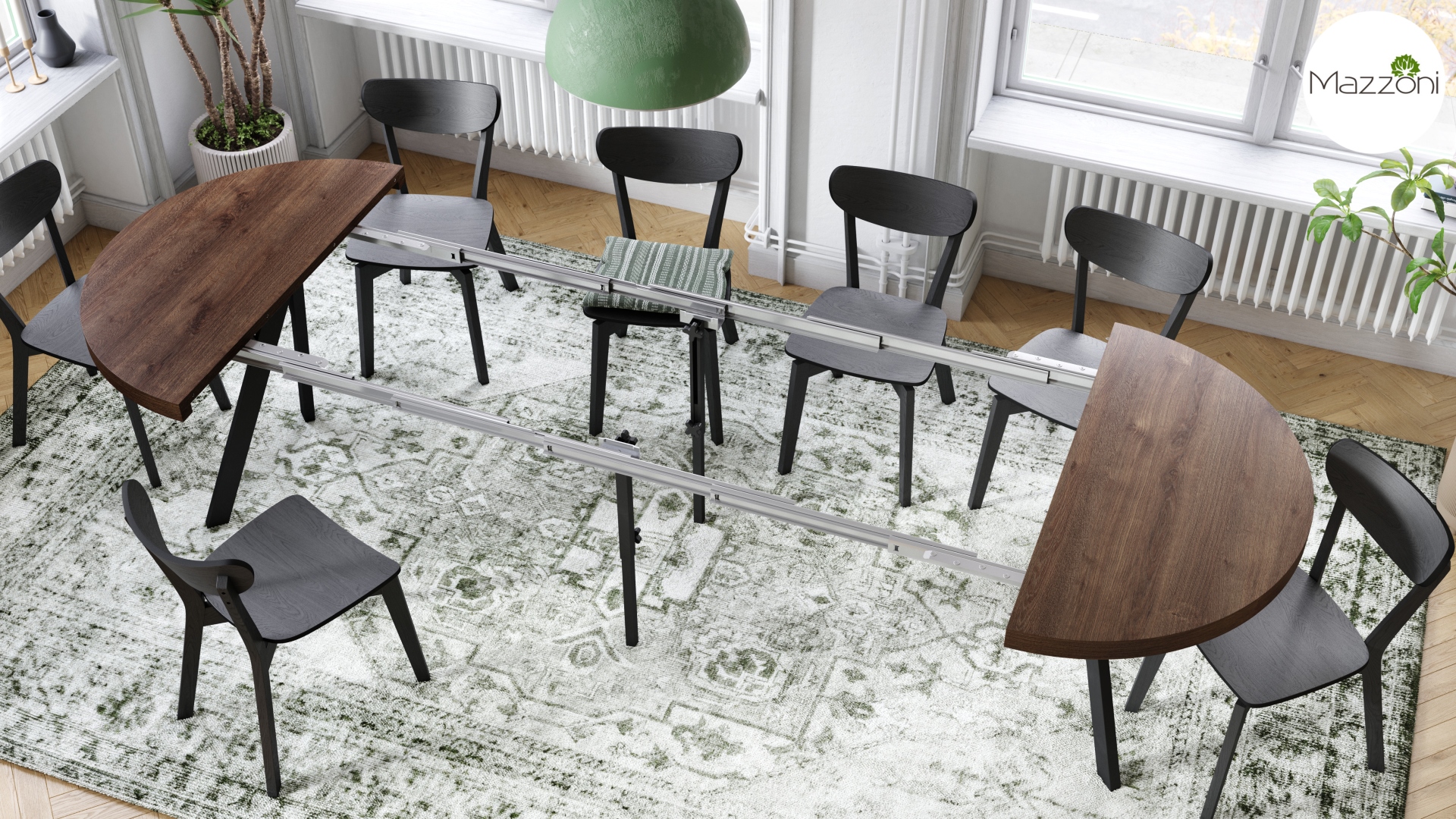 Stół Vito - Dąb Brązowy / Nogi Czarne Okrągły Stół Rozkładany 110-310 Loftowy - obrazek 6