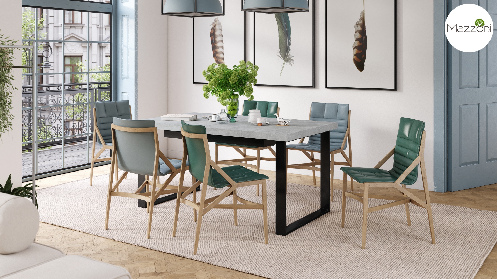 Stół loftowy AVELLA Beton Jasny Atelier – rozkładany stół do salonu i jadalni do 310 cm