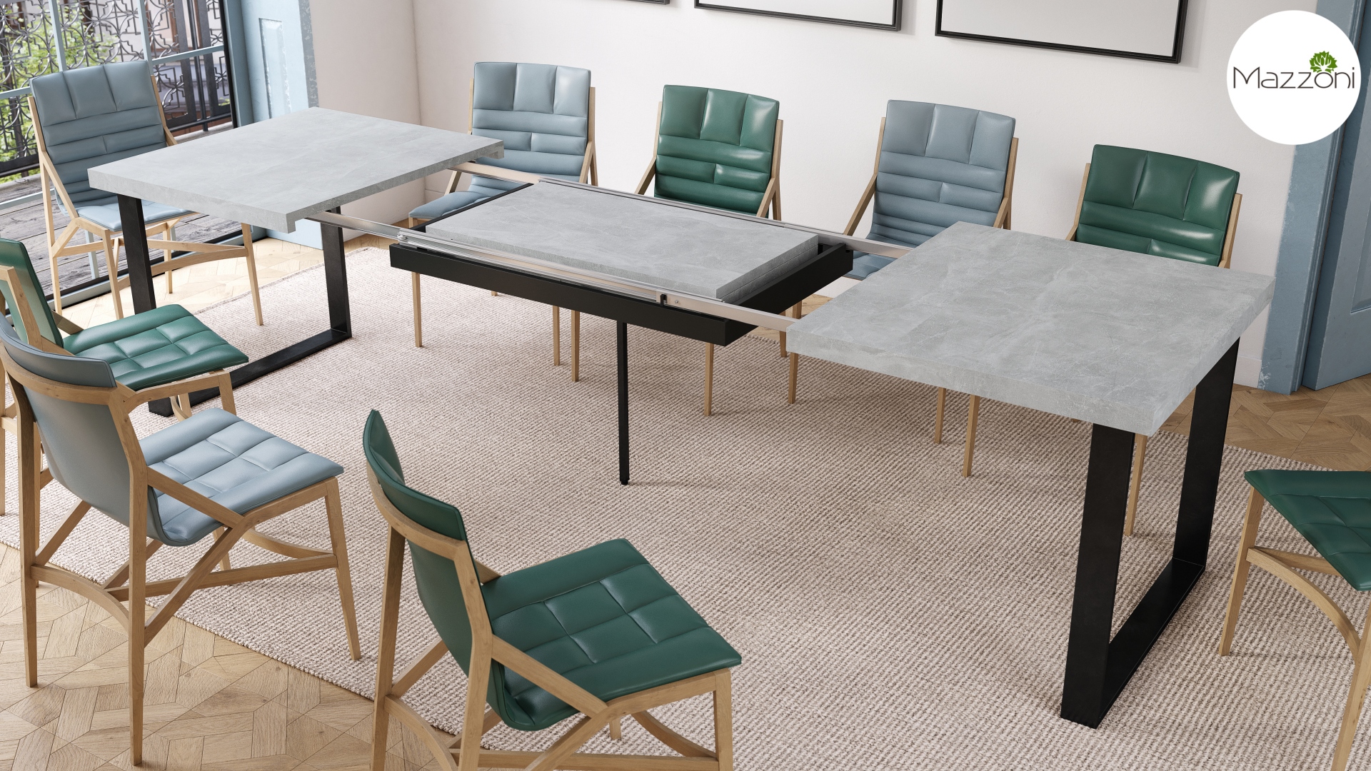 Stół loftowy AVELLA Beton Jasny Atelier – rozkładany stół do salonu i jadalni do 310 cm - obrazek 5