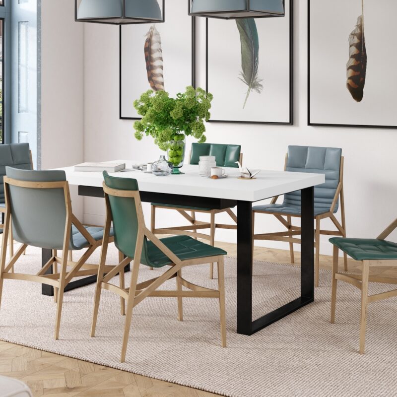 Stół loftowy AVELLA Biały Mat – rozkładany stół do salonu i jadalni do 310 cm