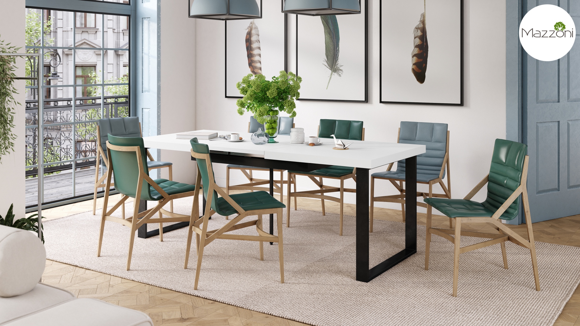 Stół loftowy AVELLA Biały Mat – rozkładany stół do salonu i jadalni do 310 cm - obrazek 2