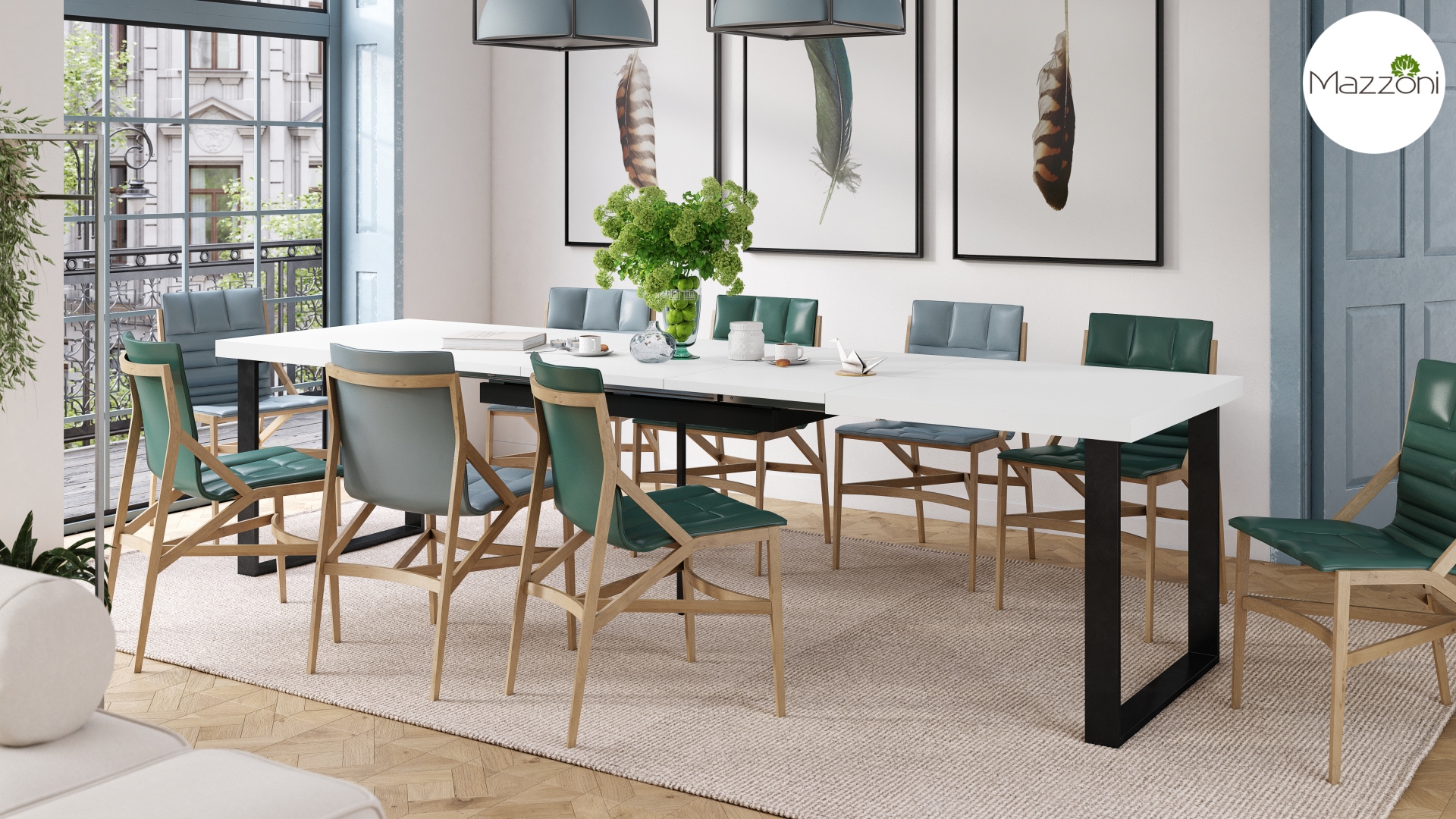 Stół loftowy AVELLA Biały Mat – rozkładany stół do salonu i jadalni do 310 cm - obrazek 4