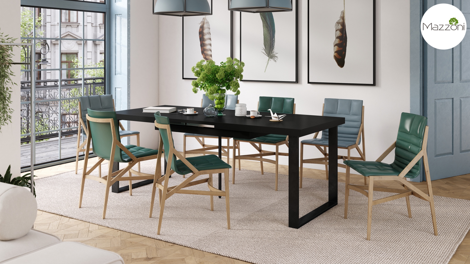 Stół loftowy AVELLA Czarny Mat – rozkładany stół do salonu i jadalni do 310 cm - obrazek 2