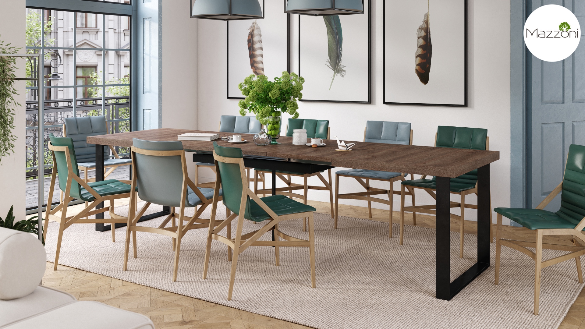 Stół loftowy AVELLA Dąb Brązowy – rozkładany stół do salonu i jadalni do 310 cm - obrazek 4