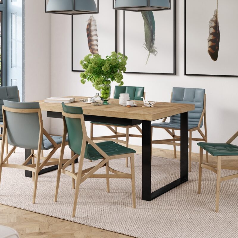 Stół loftowy AVELLA Dąb Craft Złoty – rozkładany stół do salonu i jadalni do 310 cm