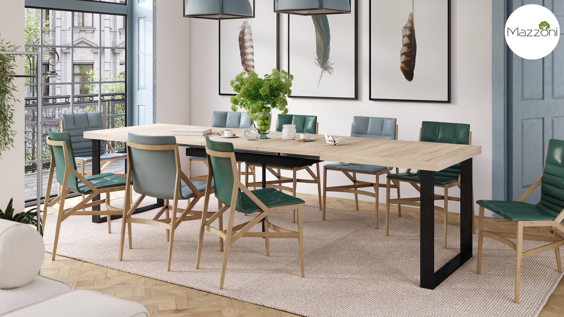 Stół loftowy AVELLA Dąb Sonoma– rozkładany stół do salonu i jadalni do 310 cm - obrazek 5