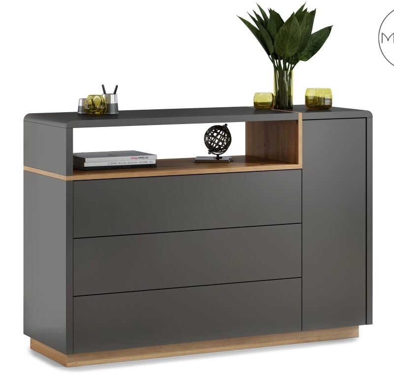 Komoda FOLK K-135 Antracyt / Dąb Artisan