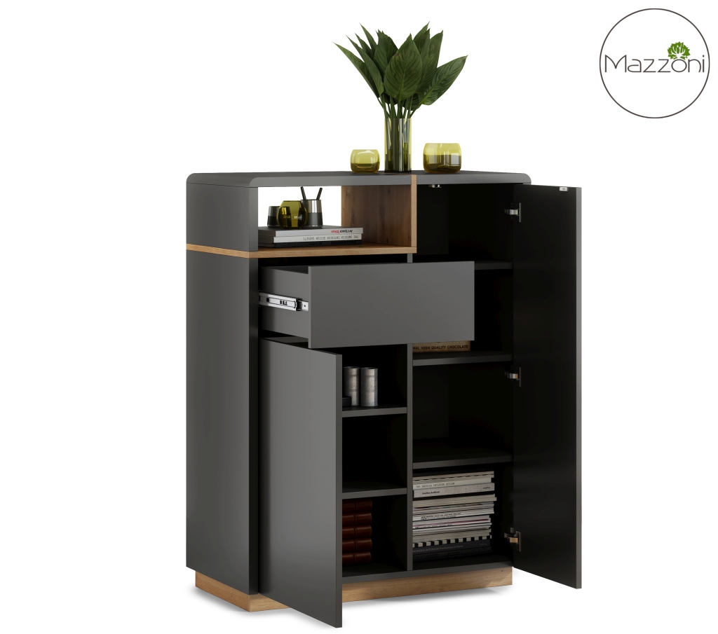 Komoda FOLK K-90 Antracyt / Dąb Artisan – nowoczesny styl do Twojego salonu lub pokoju - obrazek 3