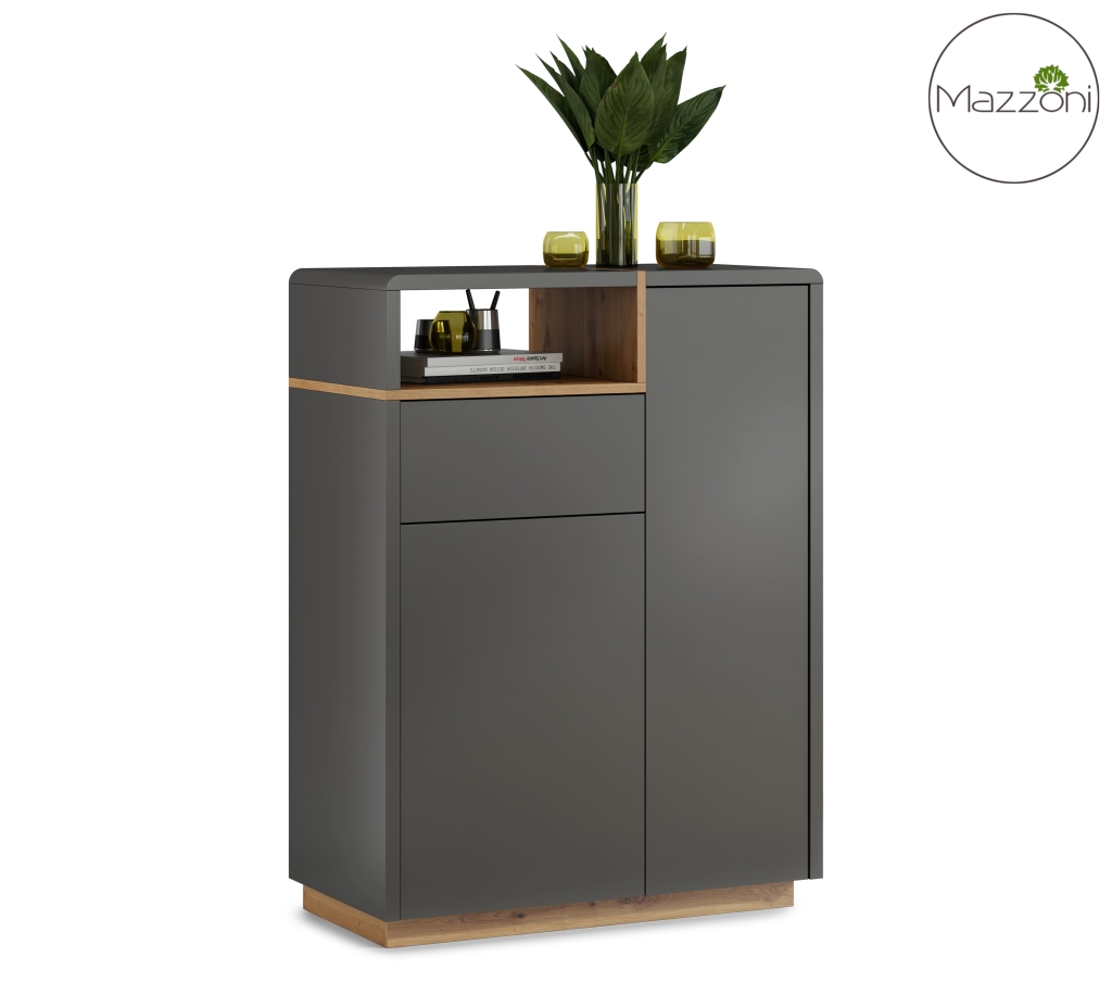 Komoda FOLK K-90 Antracyt / Dąb Artisan – nowoczesny styl do Twojego salonu lub pokoju