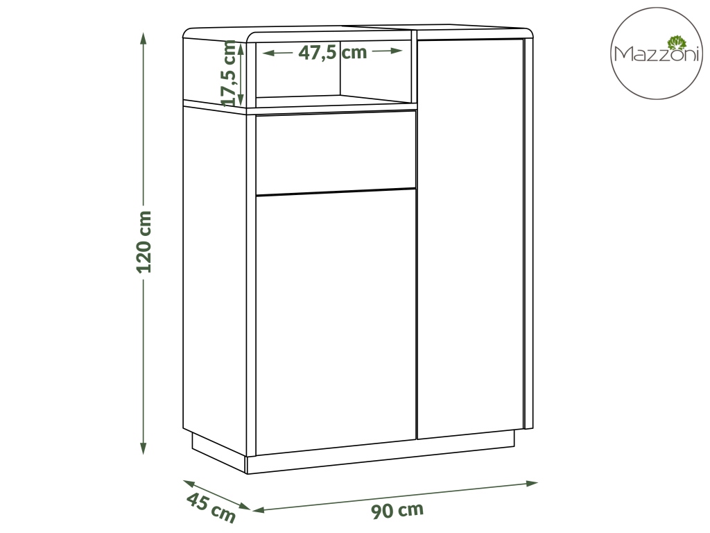 Komoda FOLK K-90 Biały Połysk/Mat + Beton Millenium - NOWOCZESNA DO SALONU POKOJU - obrazek 4