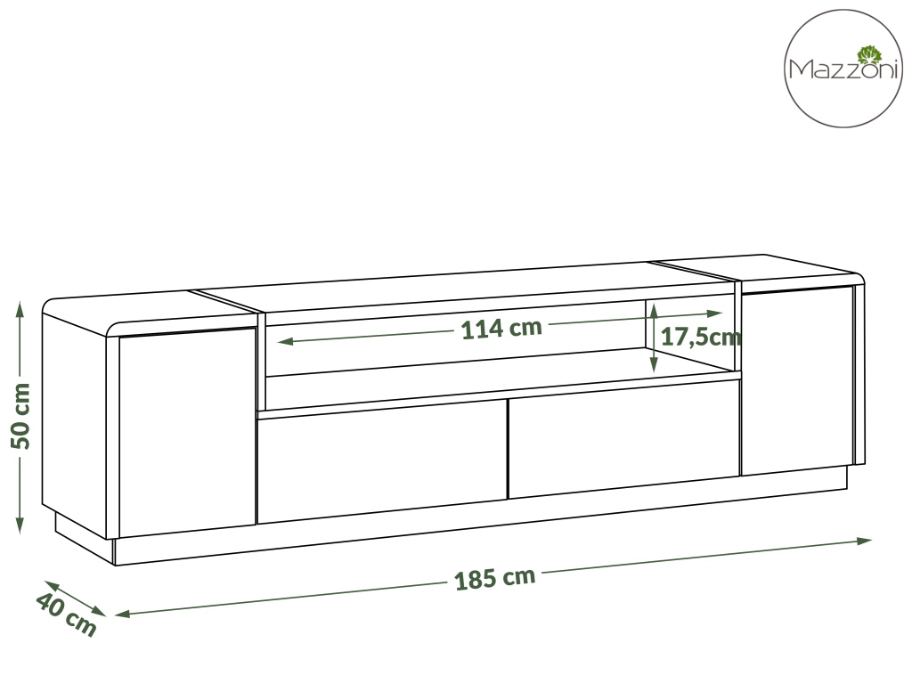 Szafka RTV FOLK 185 cm – Antracyt / Dąb Artisan - obrazek 4