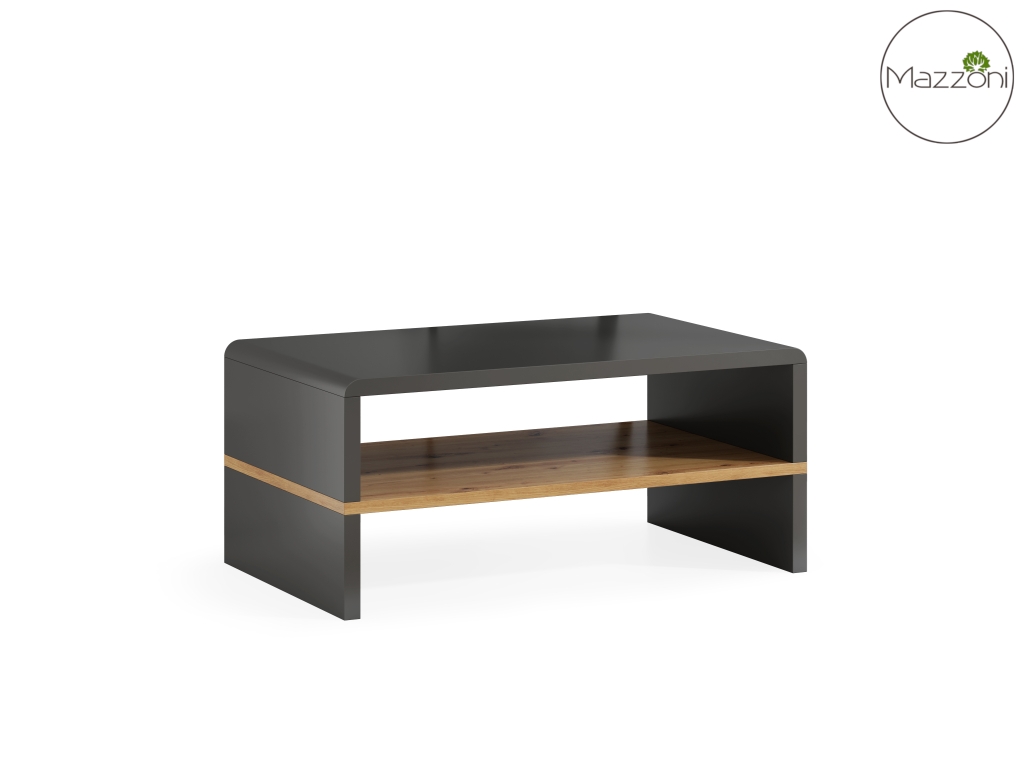 FOLK Antracyt/Dąb Artisan – Nowoczesna Ława z Półką - obrazek 2