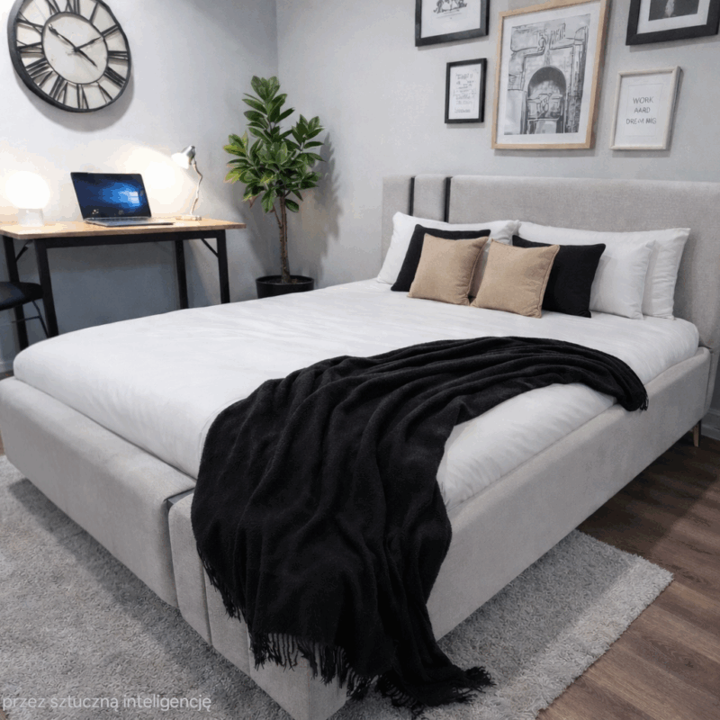 Łóżko tapicerowane AURELIA 140x200 z pojemnikiem – tkanina Prado, nowoczesne